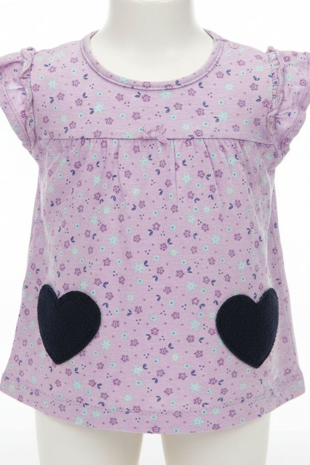 Purple/Blue Flower/Hearts Carters Shirt, 18M G