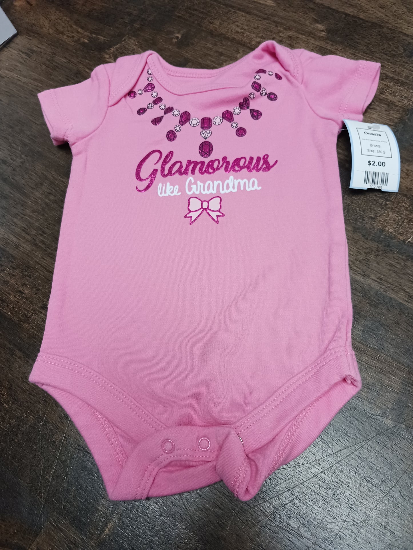 Pink Glamorous Like Grandma Onesie, 3M G
