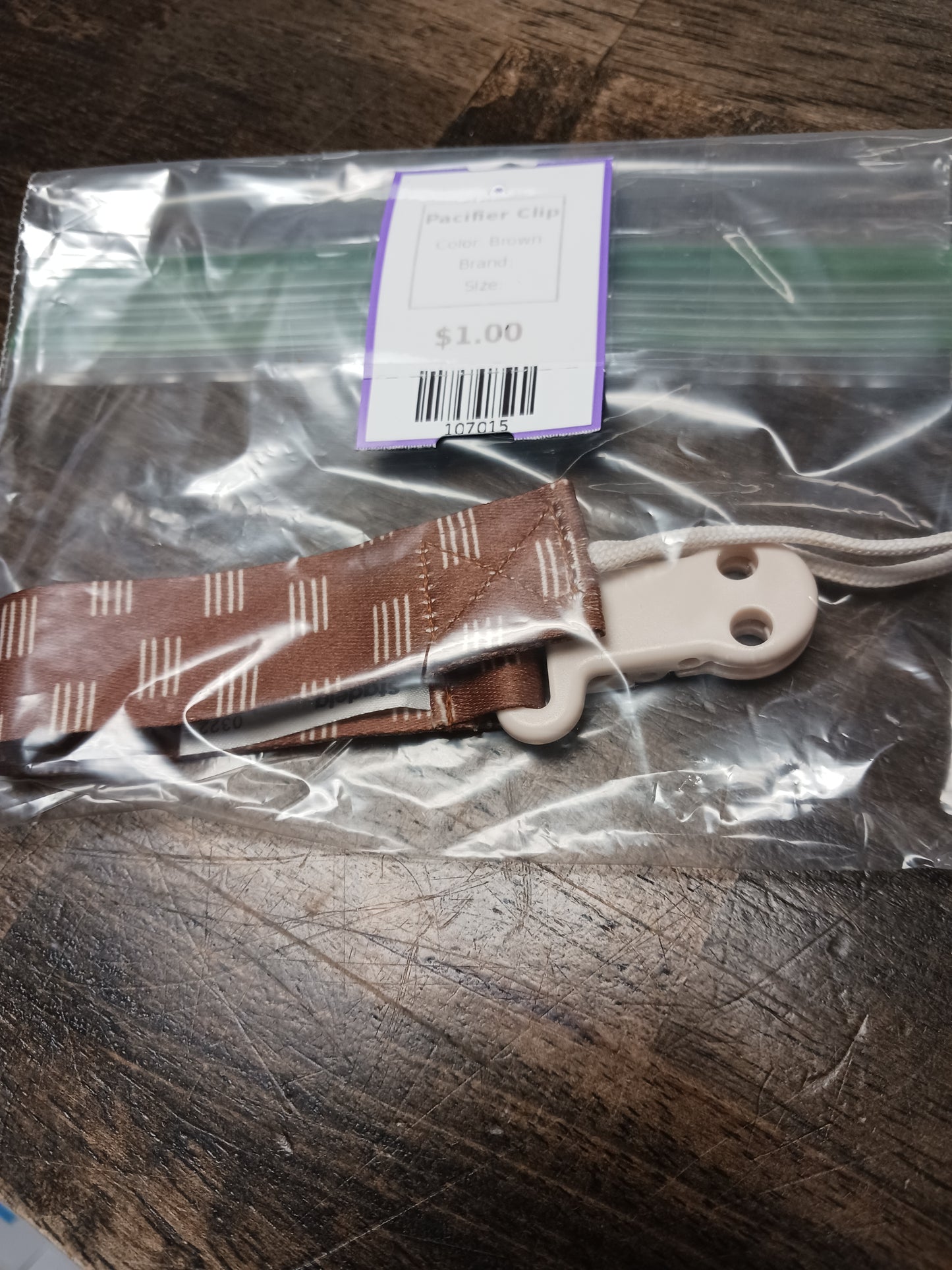 Brown Pacifier Clip