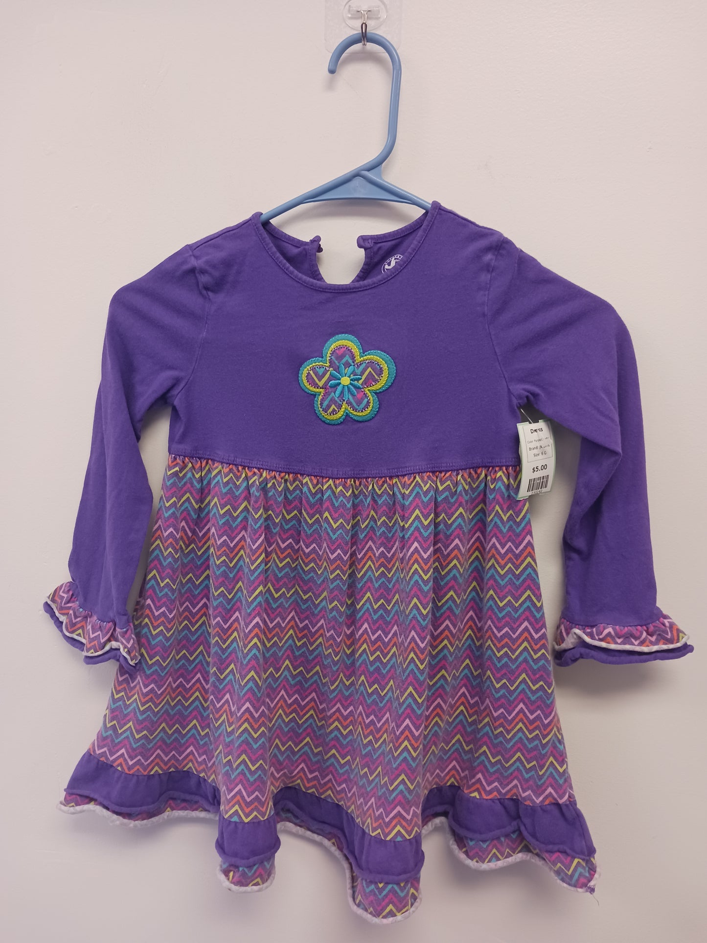 Purple/Colorful JK Girls Dress, 6 G