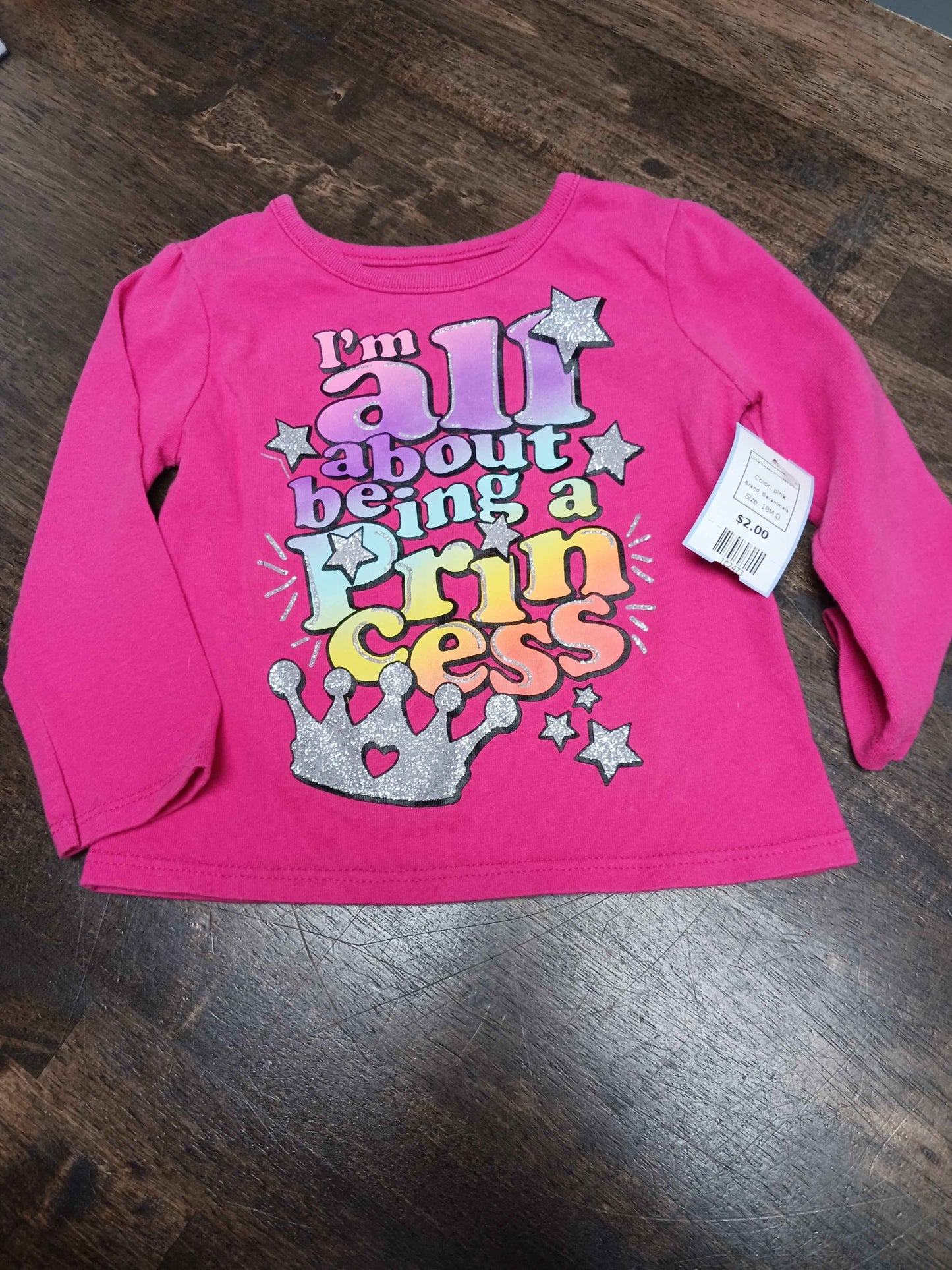 pink Garanimals Long Sleeve Princess Shirt, 18M G