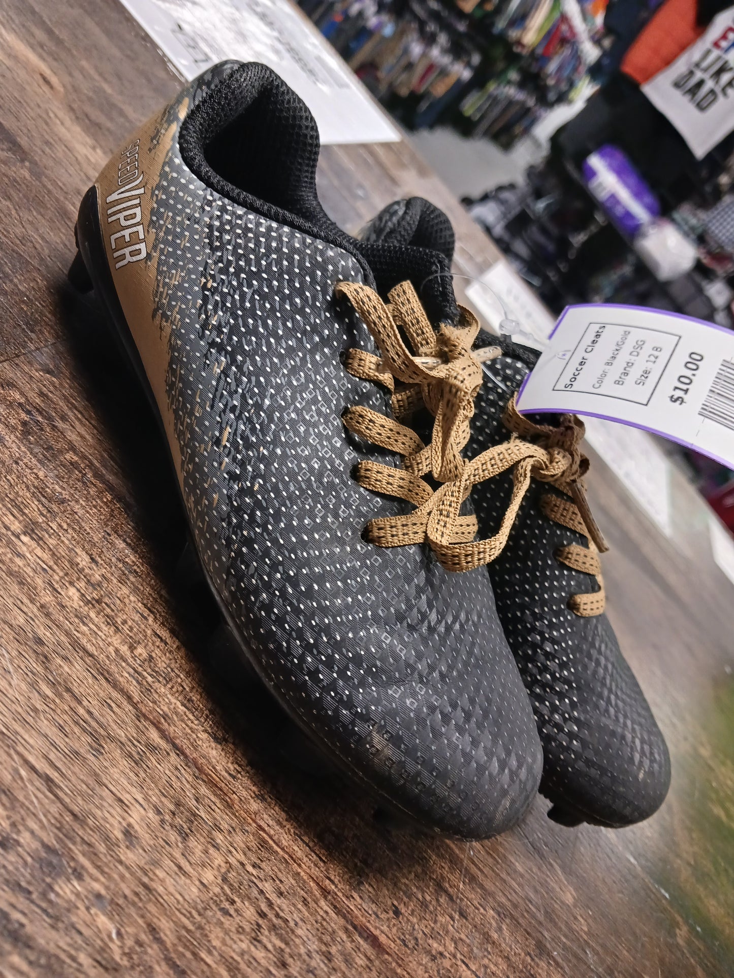 Black/Gold DSG Soccer Cleats, 12 B