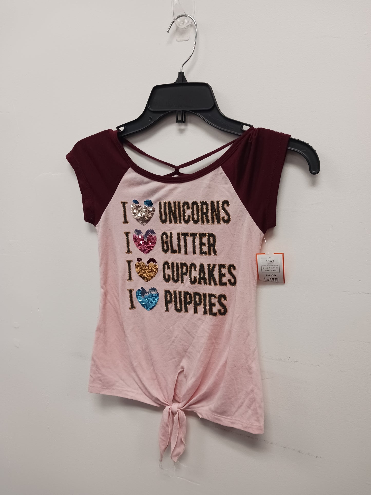 Pink/Burgandy Knit Works Shirt, 7/8 G