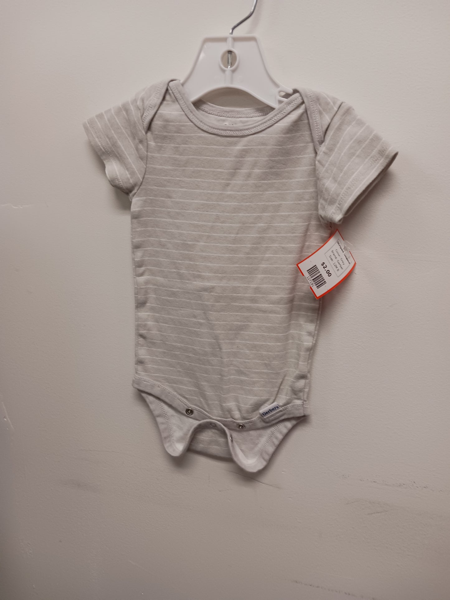 Grey Gerber Striped Onesie, 12M B