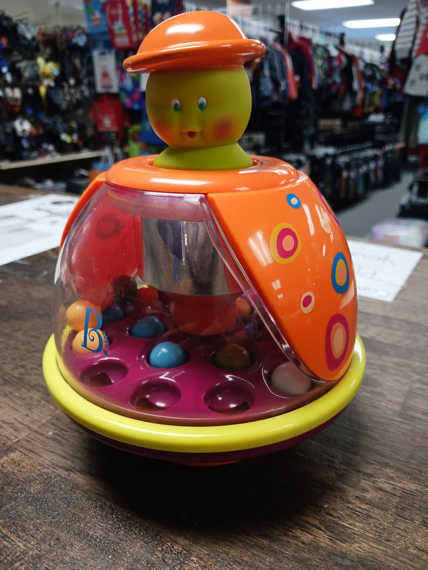 orange B. Toys Turtle Push Toy