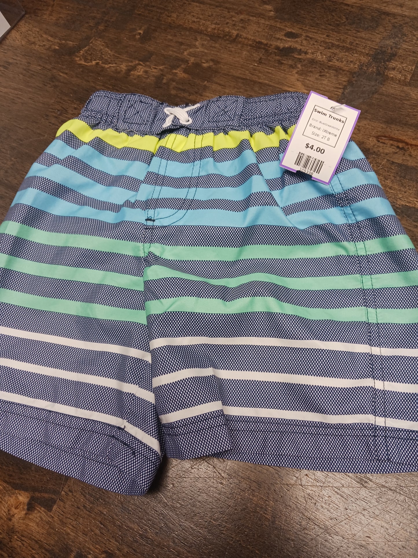 Blue/Green/White iXtreme Swim Trunks, 2T B