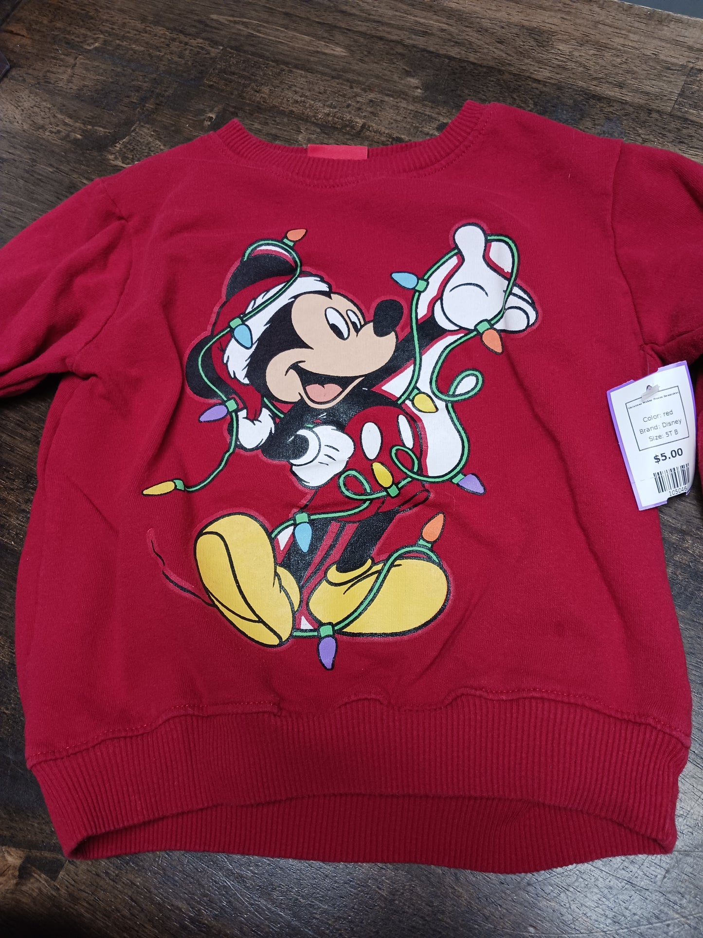 red Disney Christmas Mickey Mouse Sweatshirt, 5T B