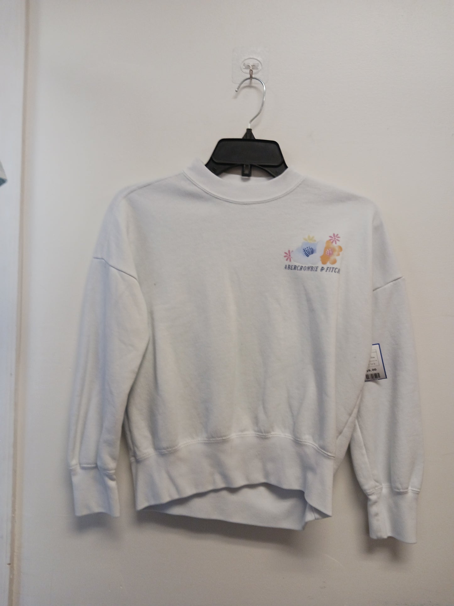white Abercrombie Kids Flower Sweatshirt 11/12, 12 G