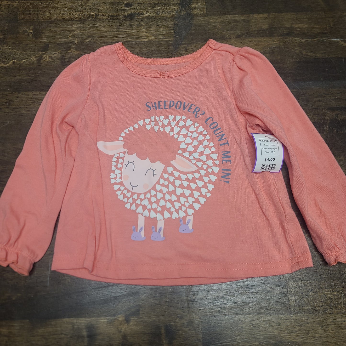 pink Simple Joys Sheep Shirt, 2T G