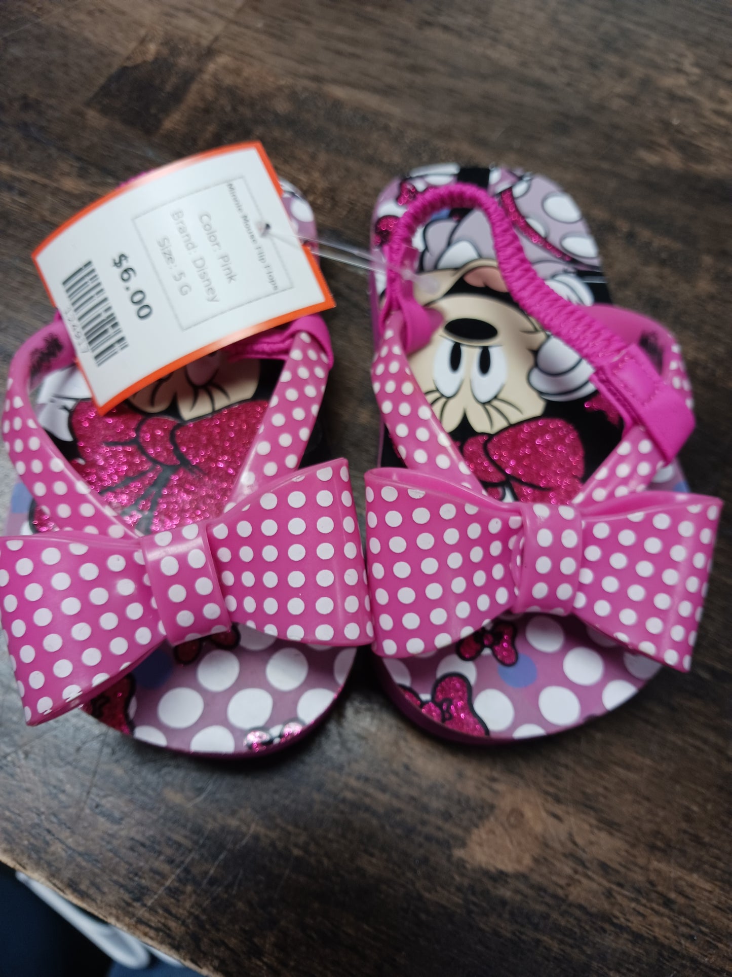 Pink Disney Minnie Mouse Flip Flops, 5 G