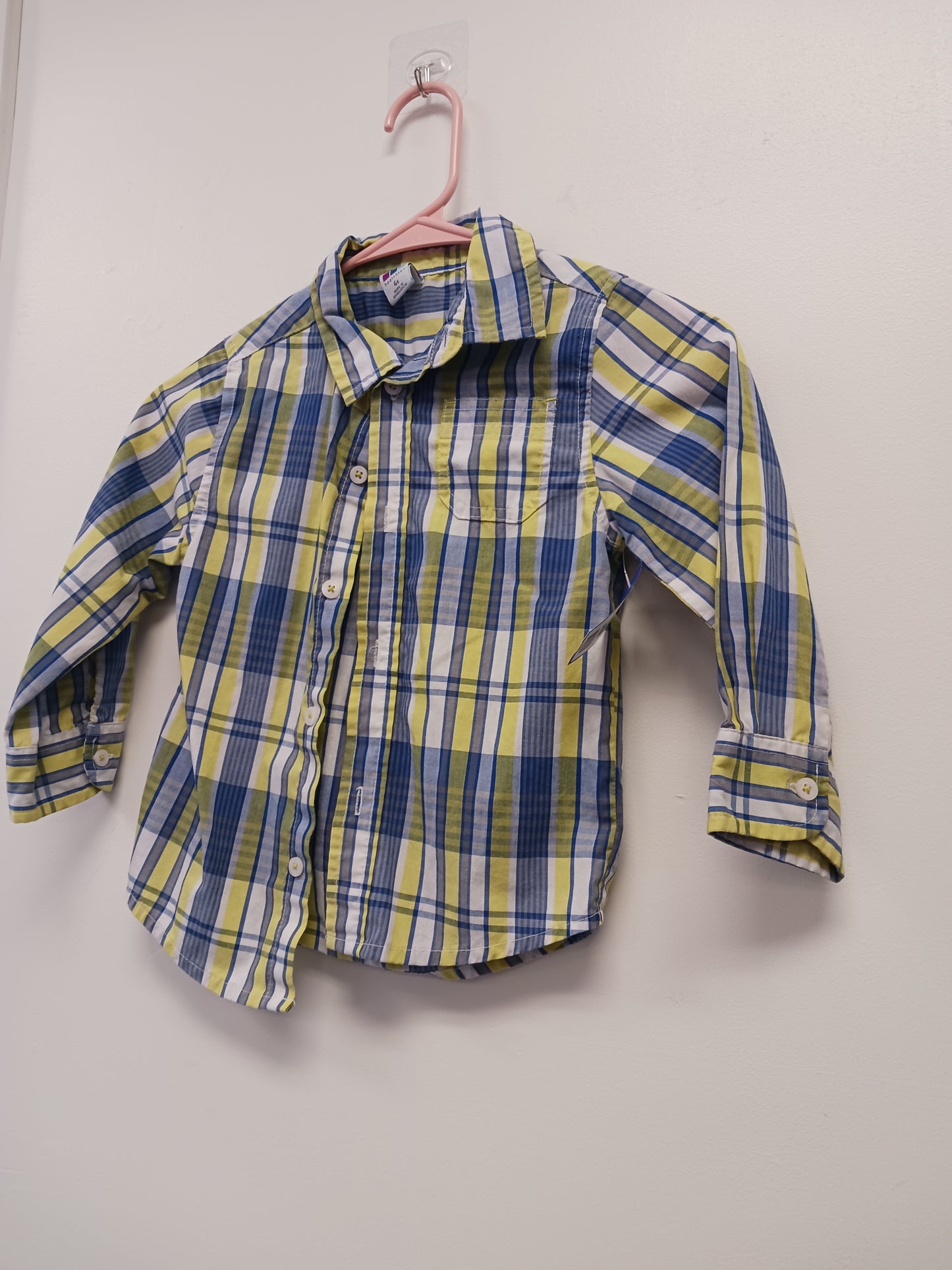 Blue/Yellow/White Plaid Healthtex Longsleeve Button Up, 4T B