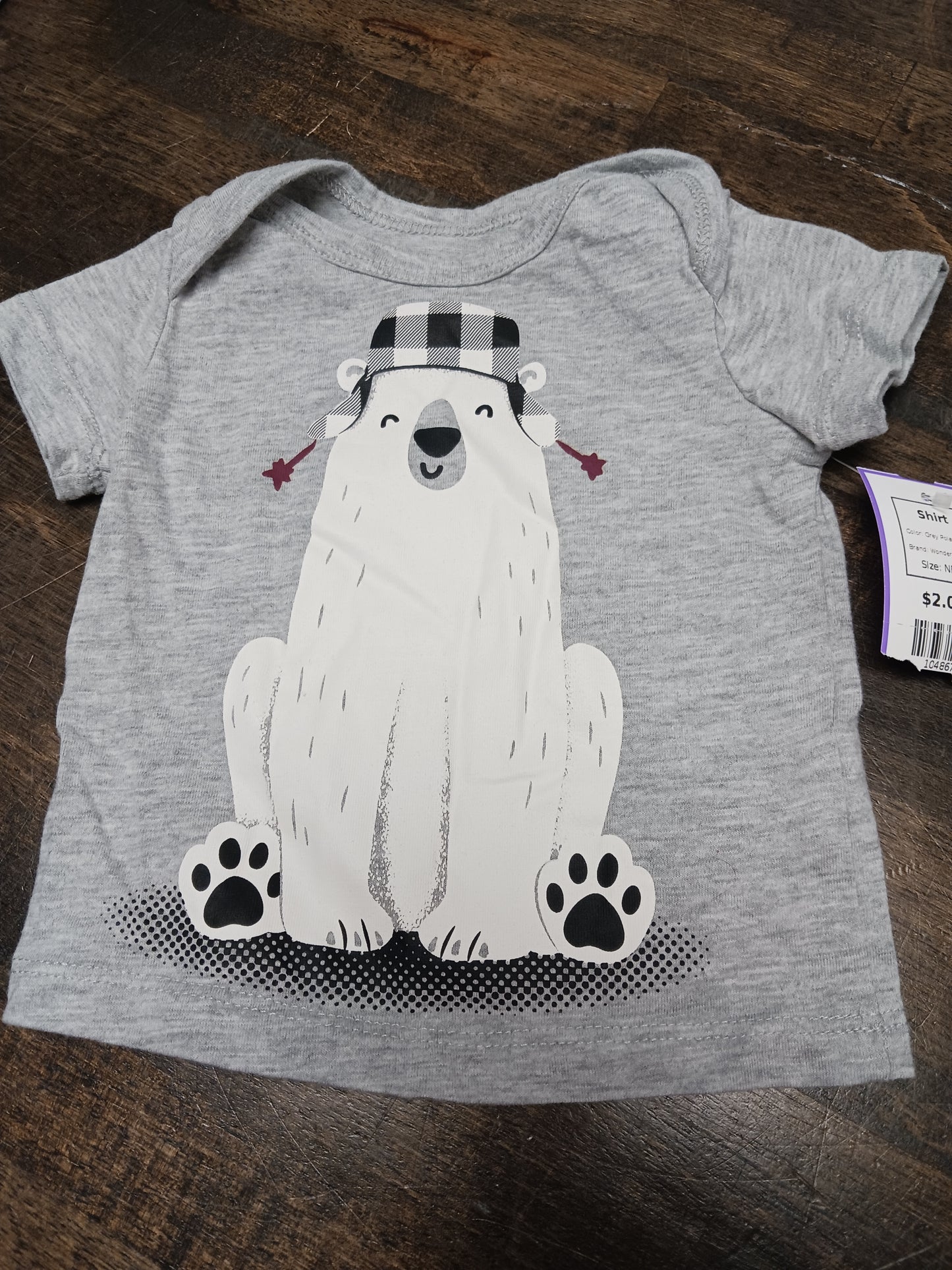 Grey Polar Bear Wonder Nation Shirt, NB B
