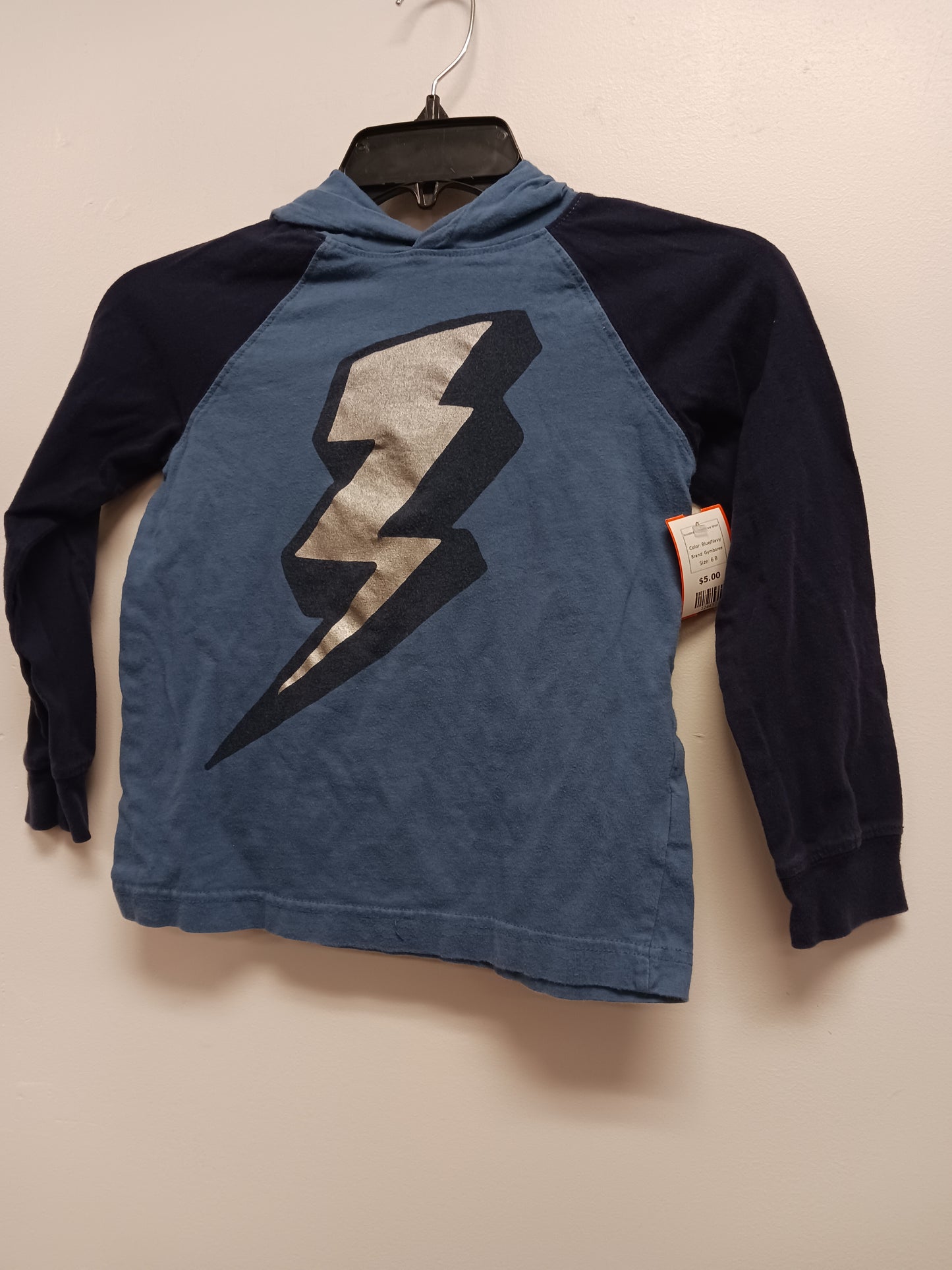 Blue/Navy Gymboree Hooded Longsleeve Shirt, 6 B