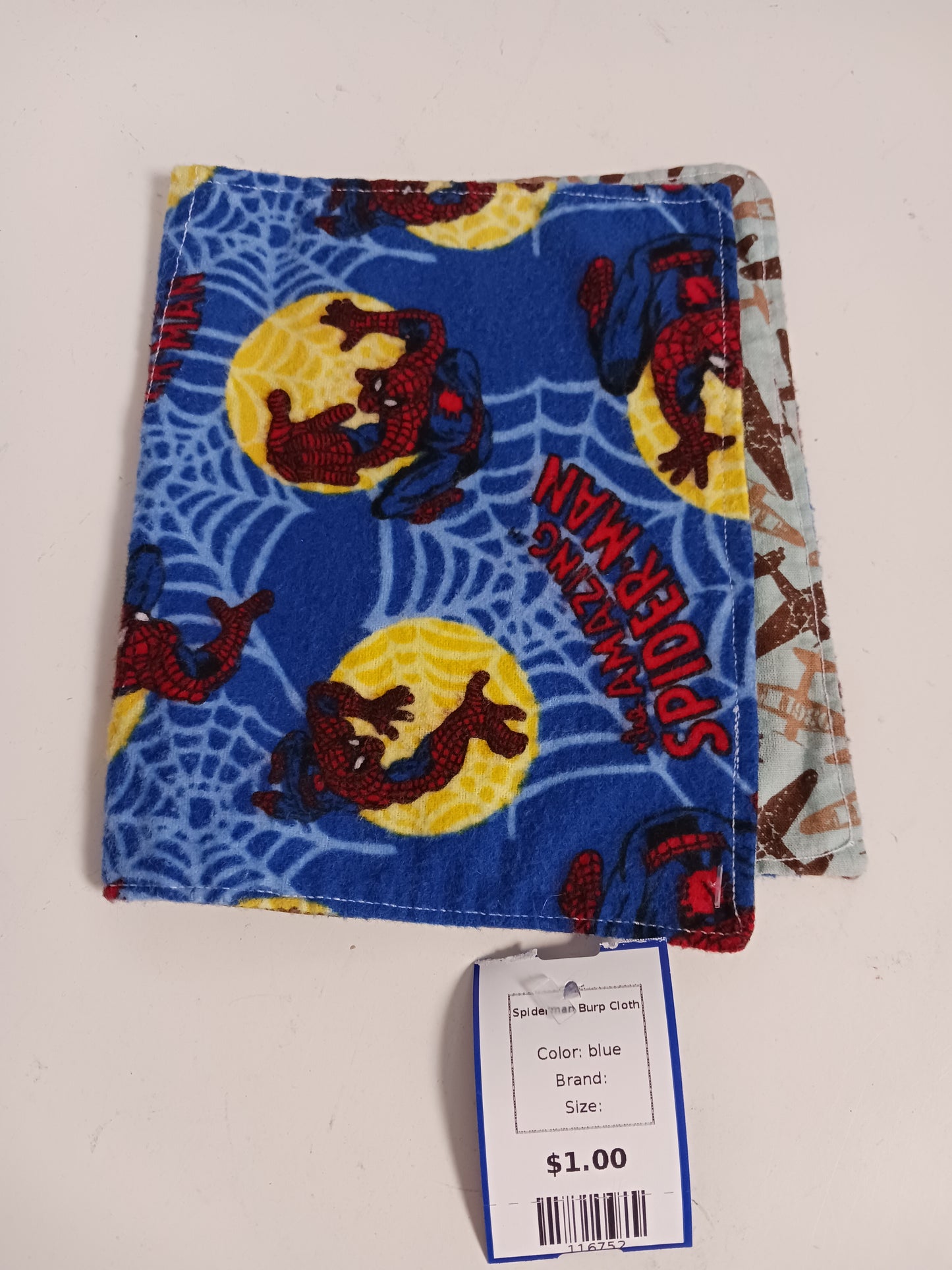 blue Spiderman Burp Cloth