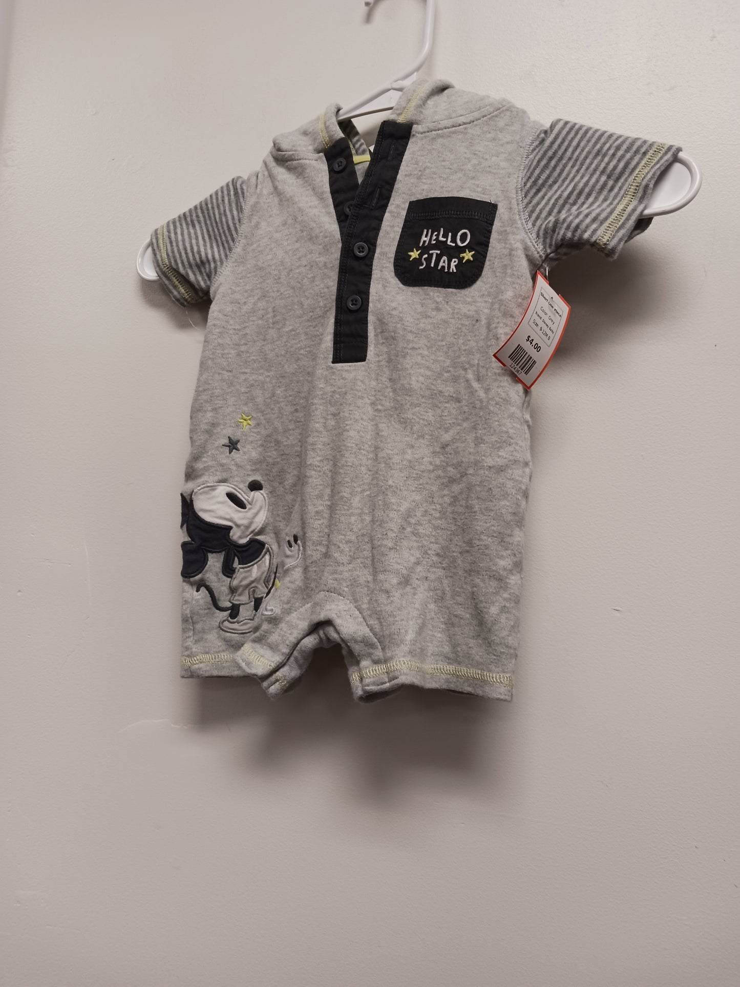Grey Disney Baby Short One Piece, 9-12M B