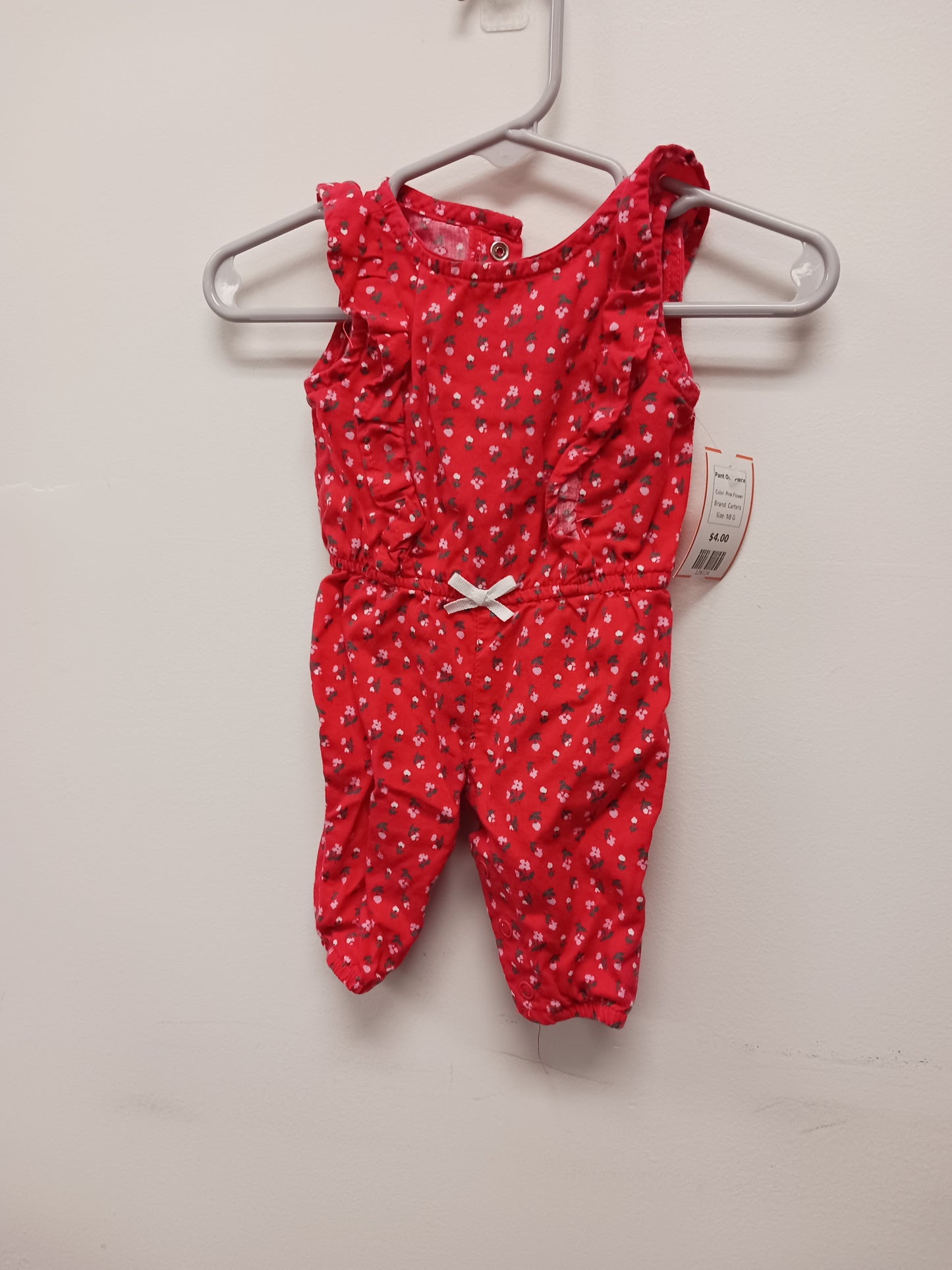 Pink Flower Carters Pant One Piece, NB G