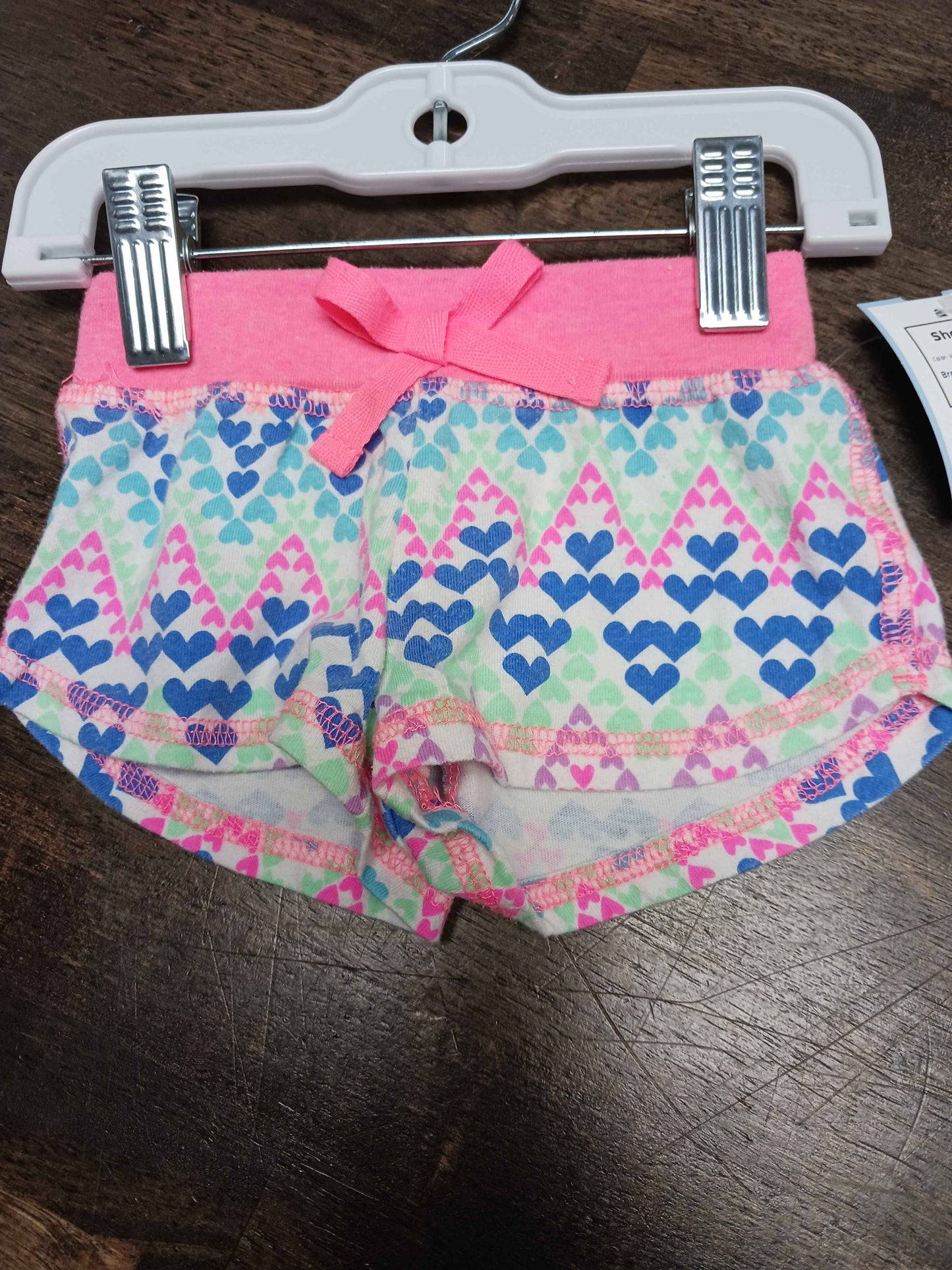 White/Colorful Hearts Okie Dokie Shorts, 6M G