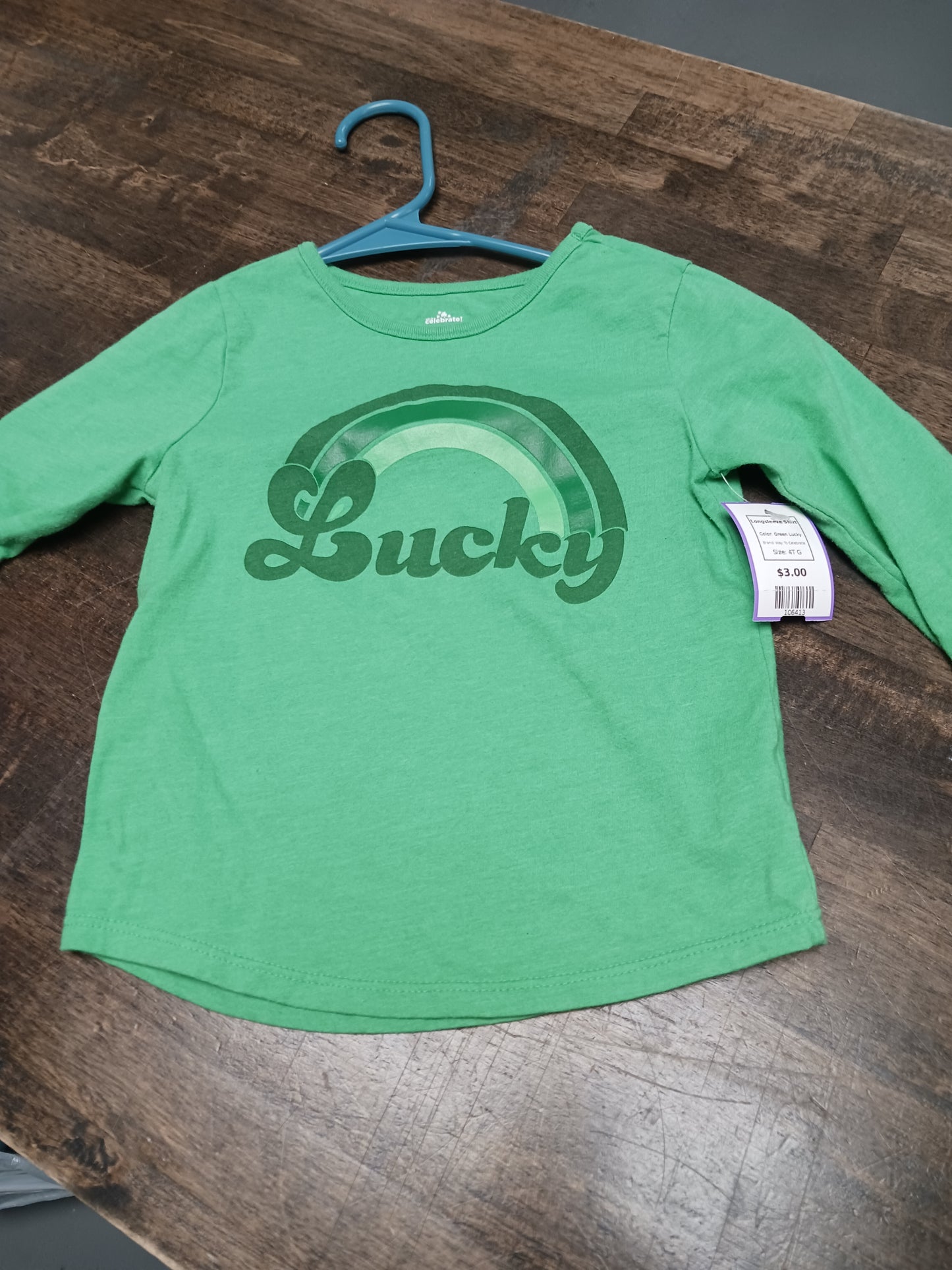 Green Lucky Way To Celebrate Longsleeve Shirt, 4T G