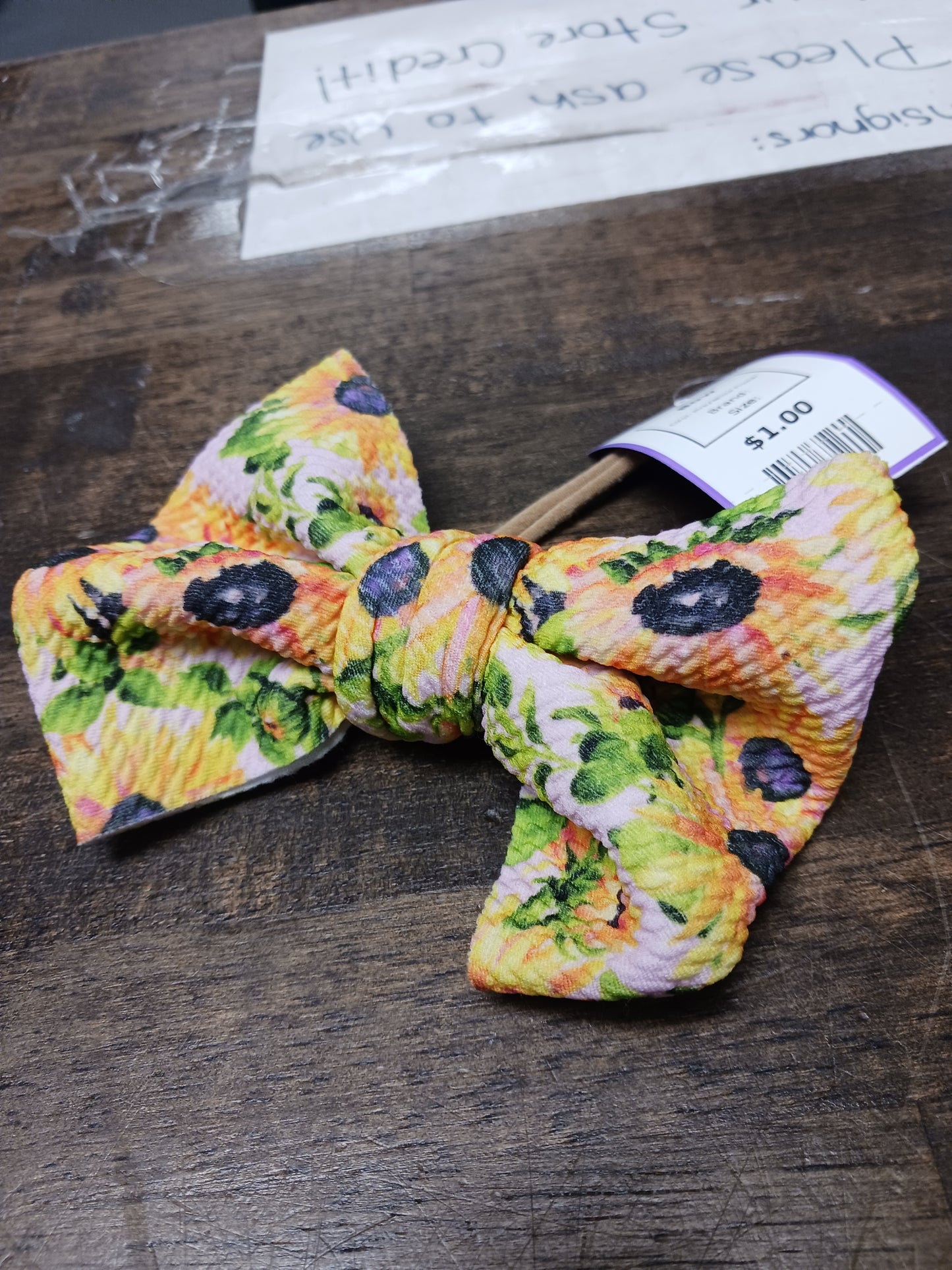 Pink/Yellow Flower Bow