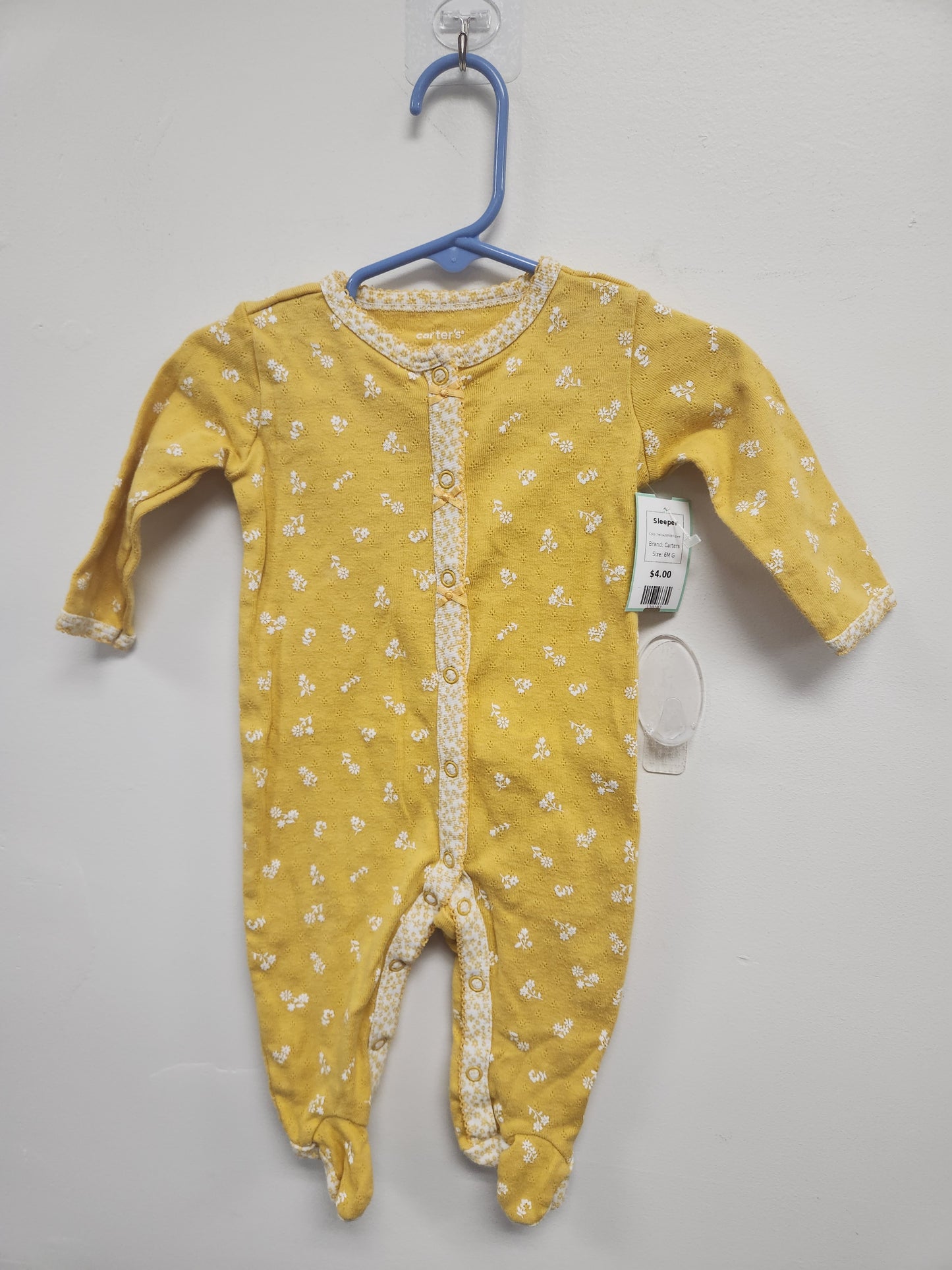 Yellow/White Flower Carters Sleeper, 6M G