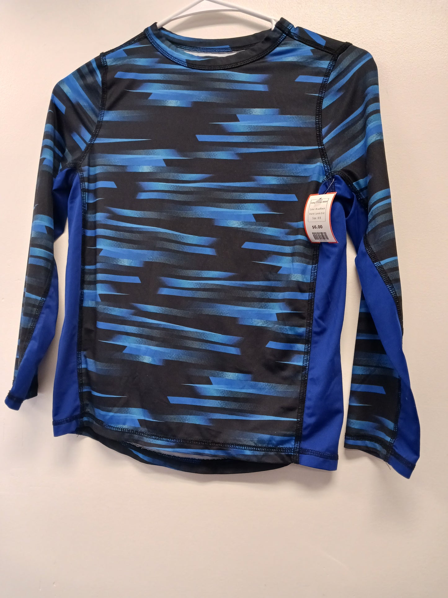 Blue/Black Lands End Longsleeve Shirt, 8 B