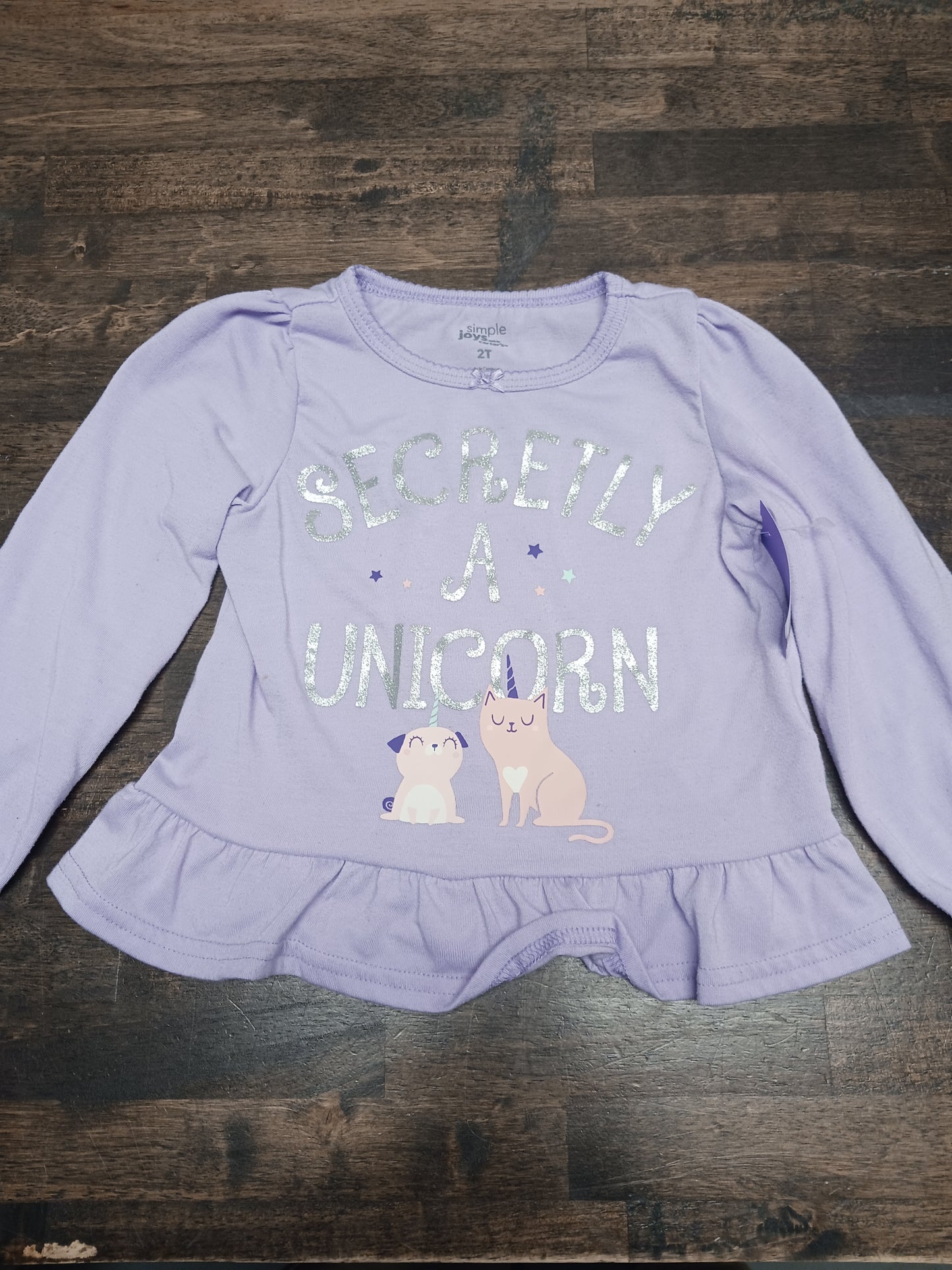 purple Simple Joys 2 Piece Unicorn Cat PJS, 2T G