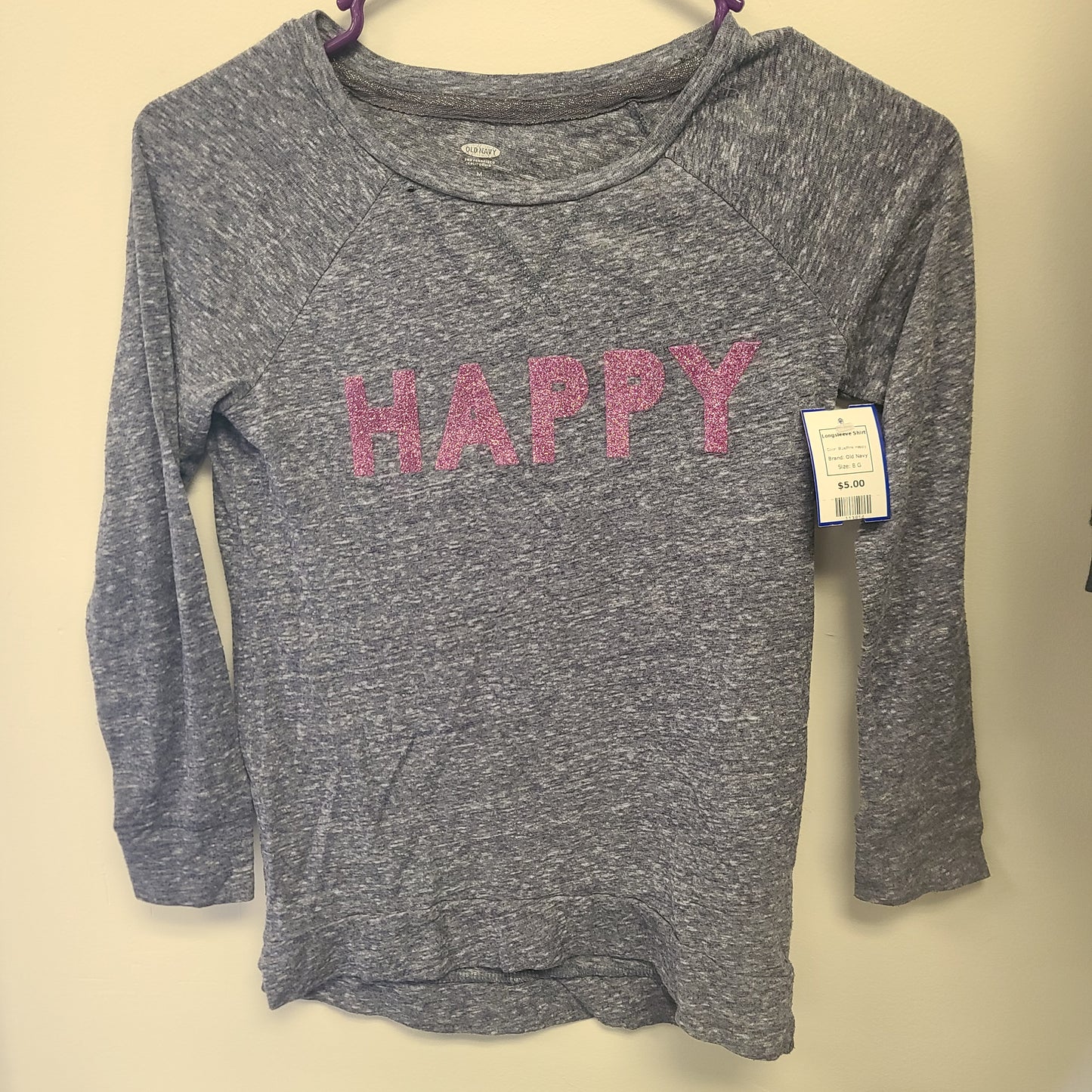 Blue/Pink Happy Old Navy Longsleeve Shirt, 8 G