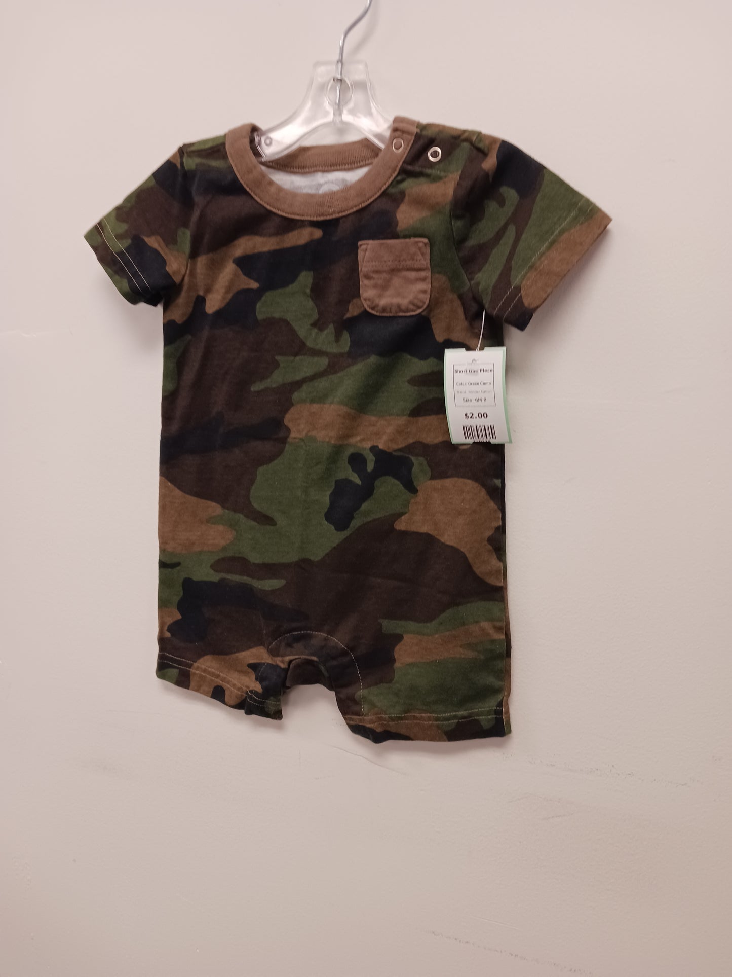 Green Camo Wonder Nation Short One Piece, 6M B