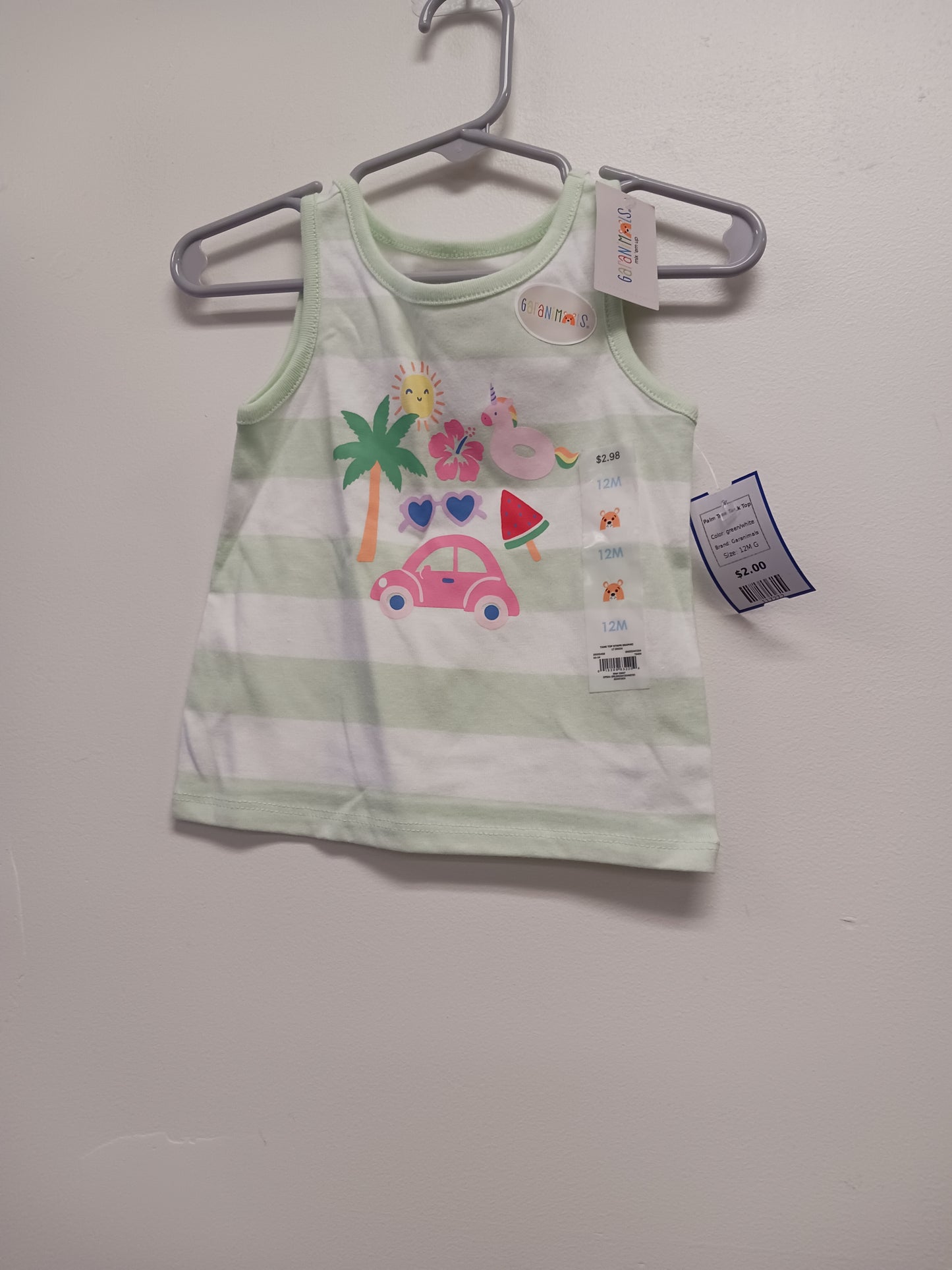 green/white Garanimals Palm Tree Tank Top, 12M G