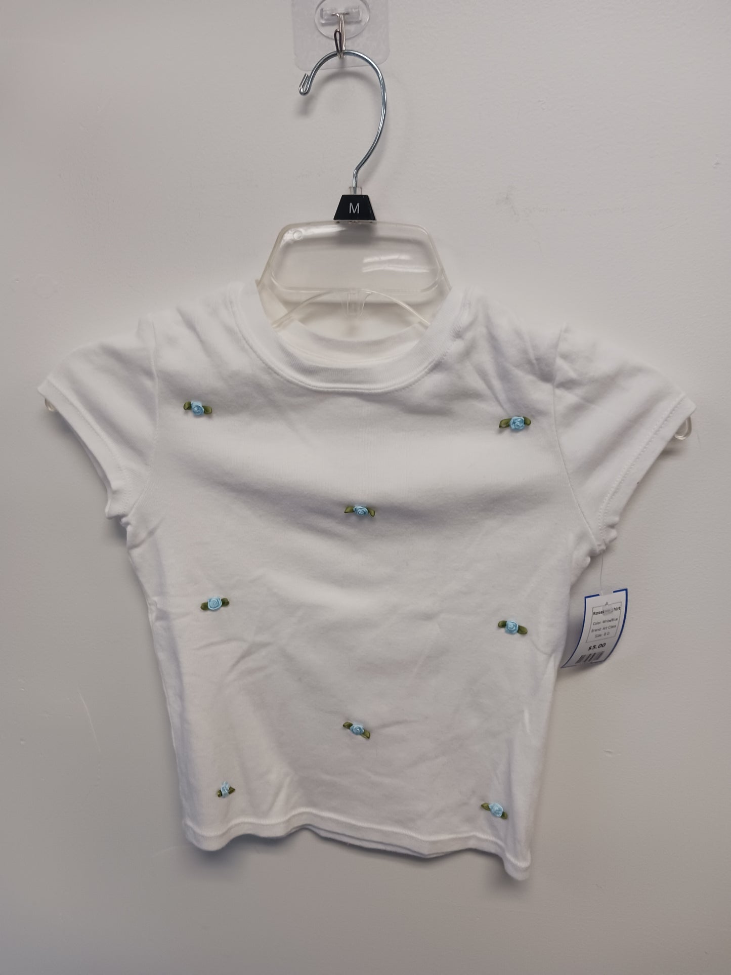 White/Blue Art Class Rosebud Shirt, 8 G