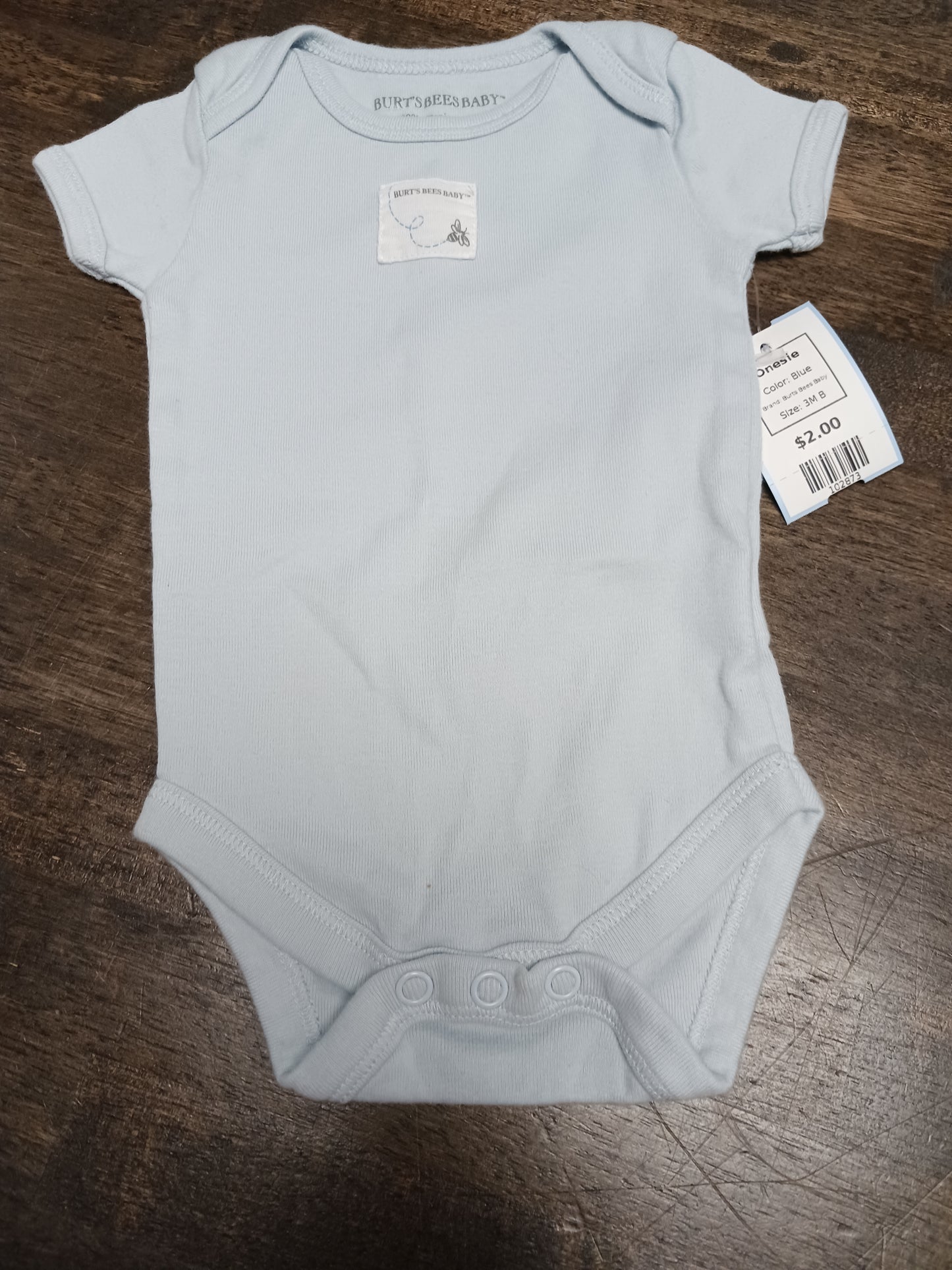 Blue Burts Bees Baby Onesie, 3M B