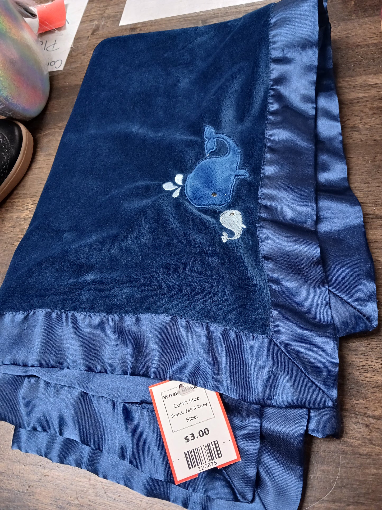 blue Zak & Zoey Whale Blanket