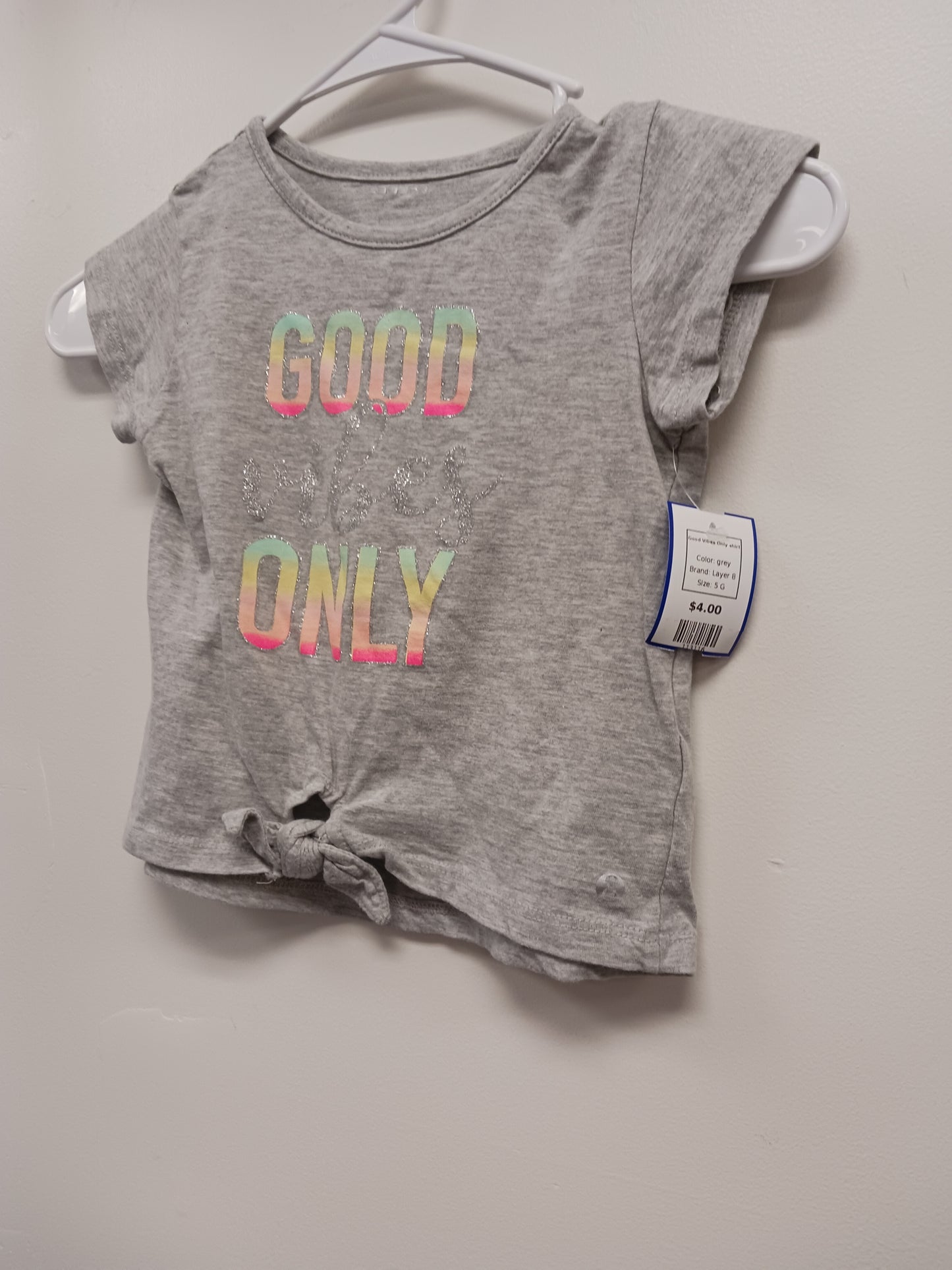 grey Layer 8 Good Vibes Only shirt, 5 G