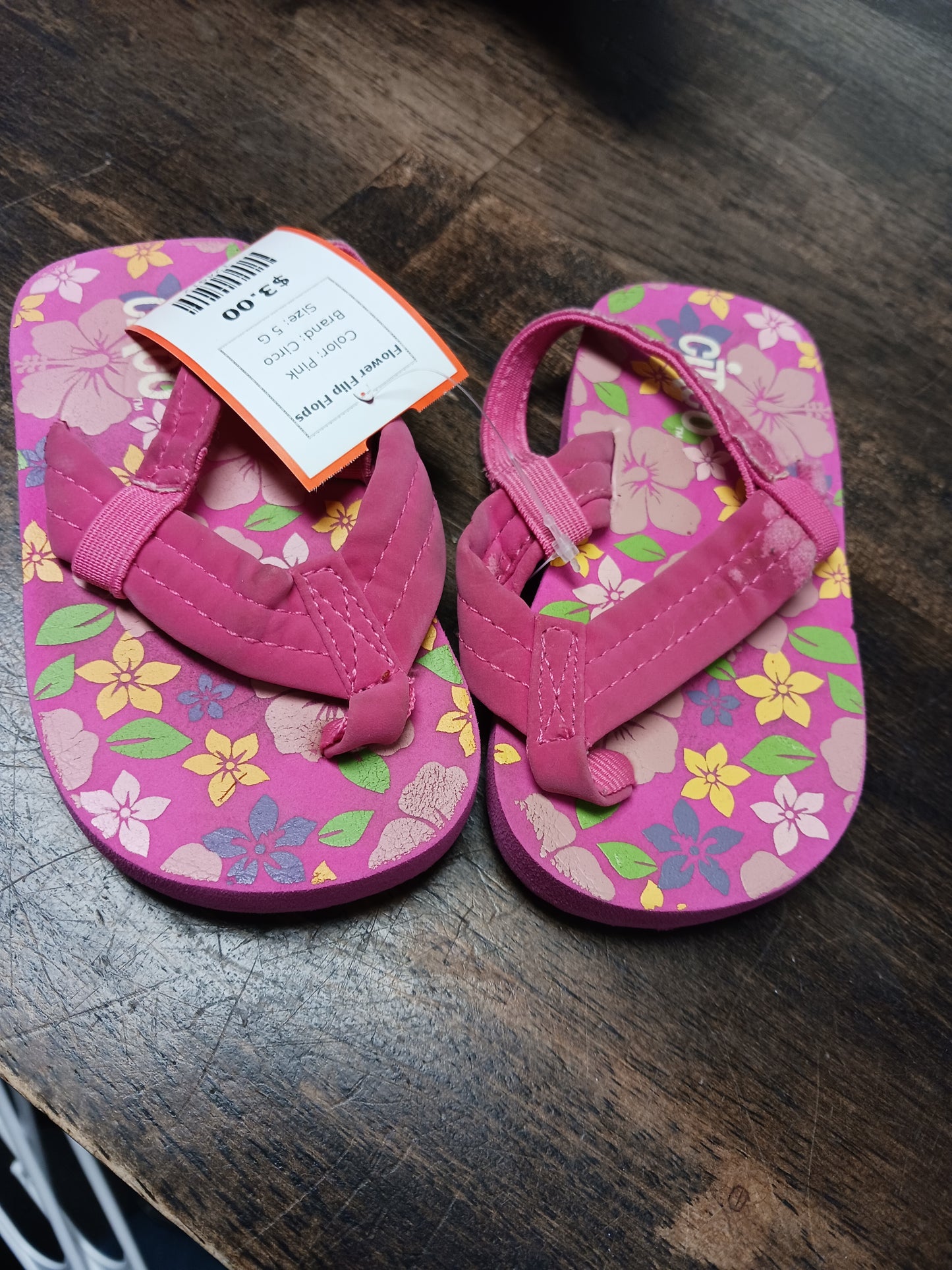 Pink Circo Flower Flip Flops, 5 G