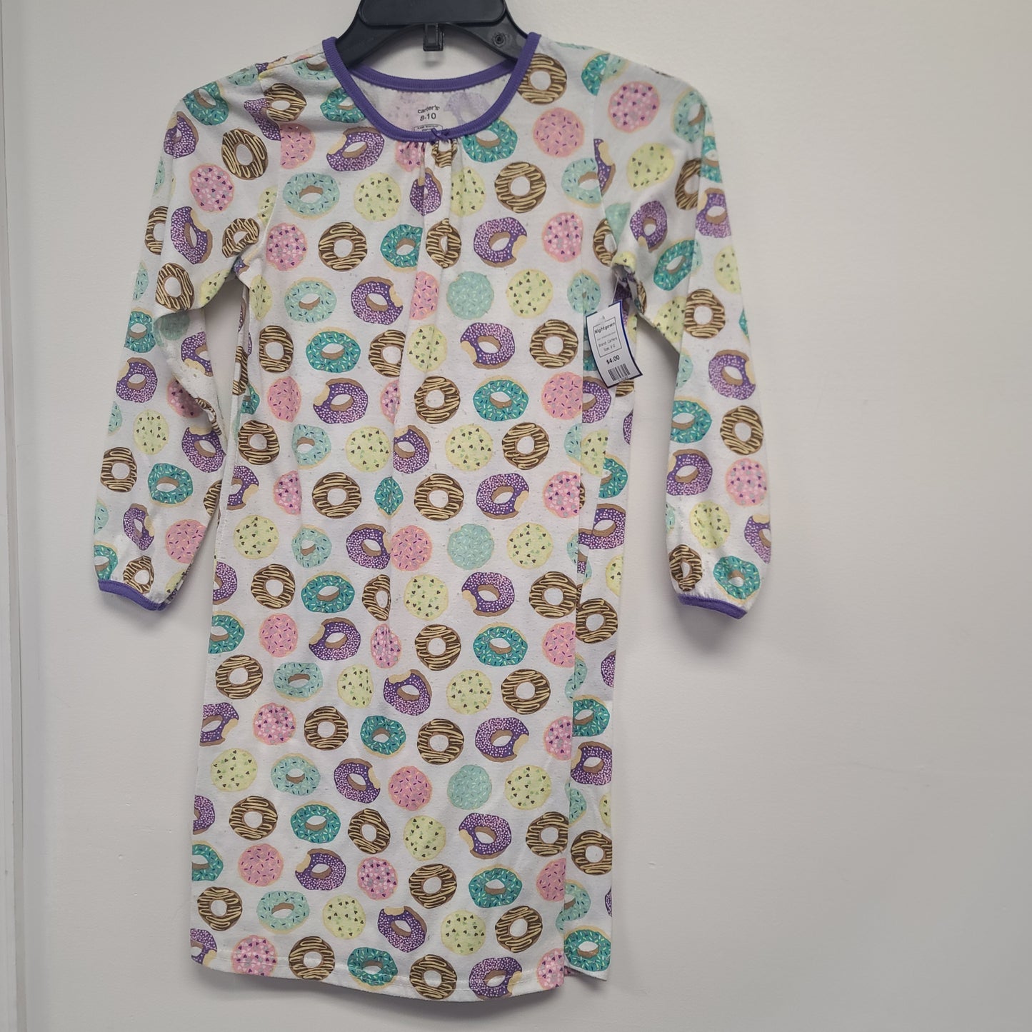 White/Purple Donut Carters Nightgown, 8 G