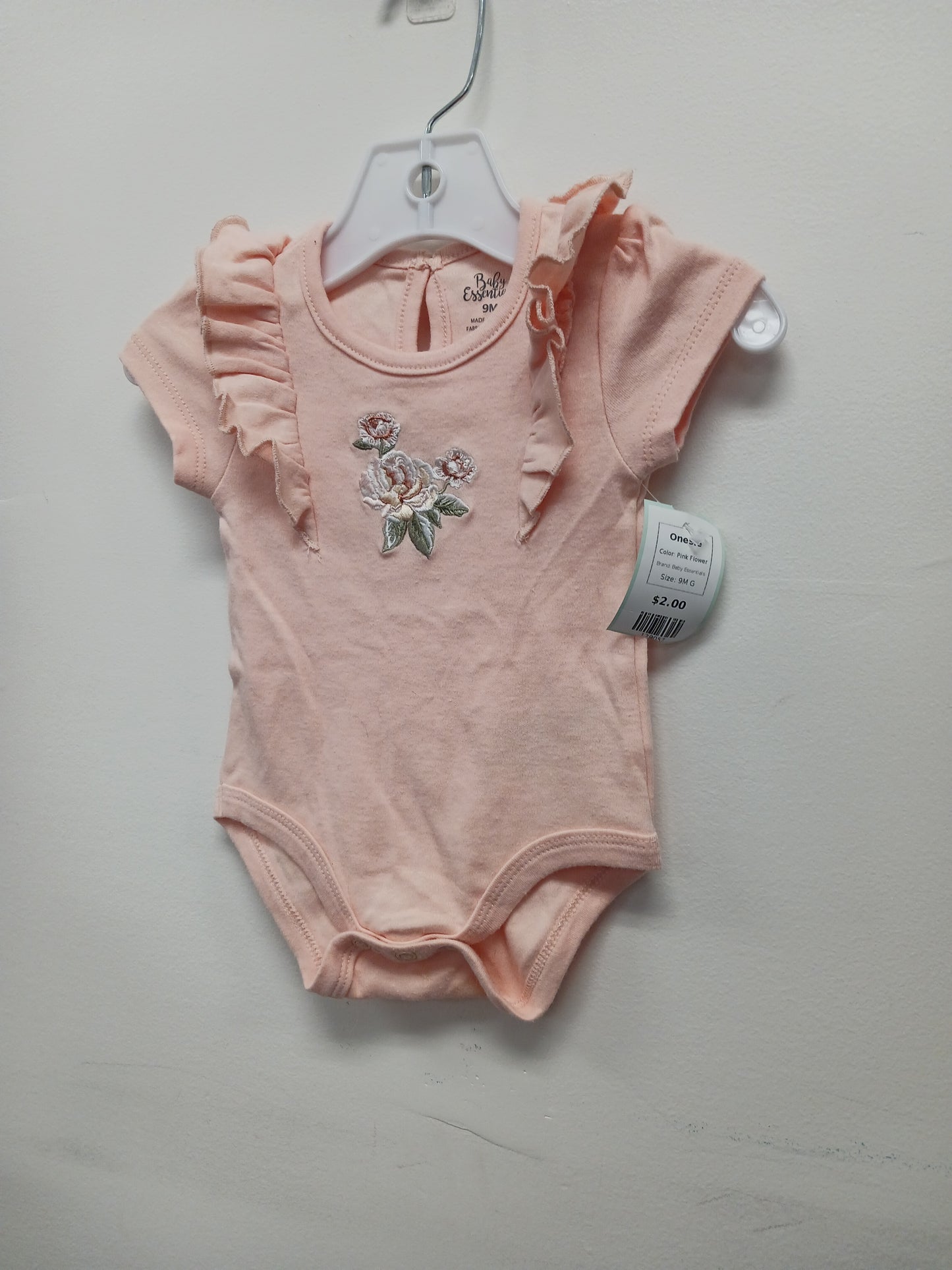 Pink Flower Baby Essentials Onesie, 9M G