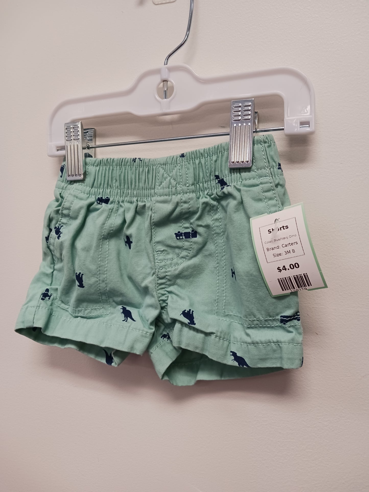 Blue/Navy Dino Carters Shorts, 3M B