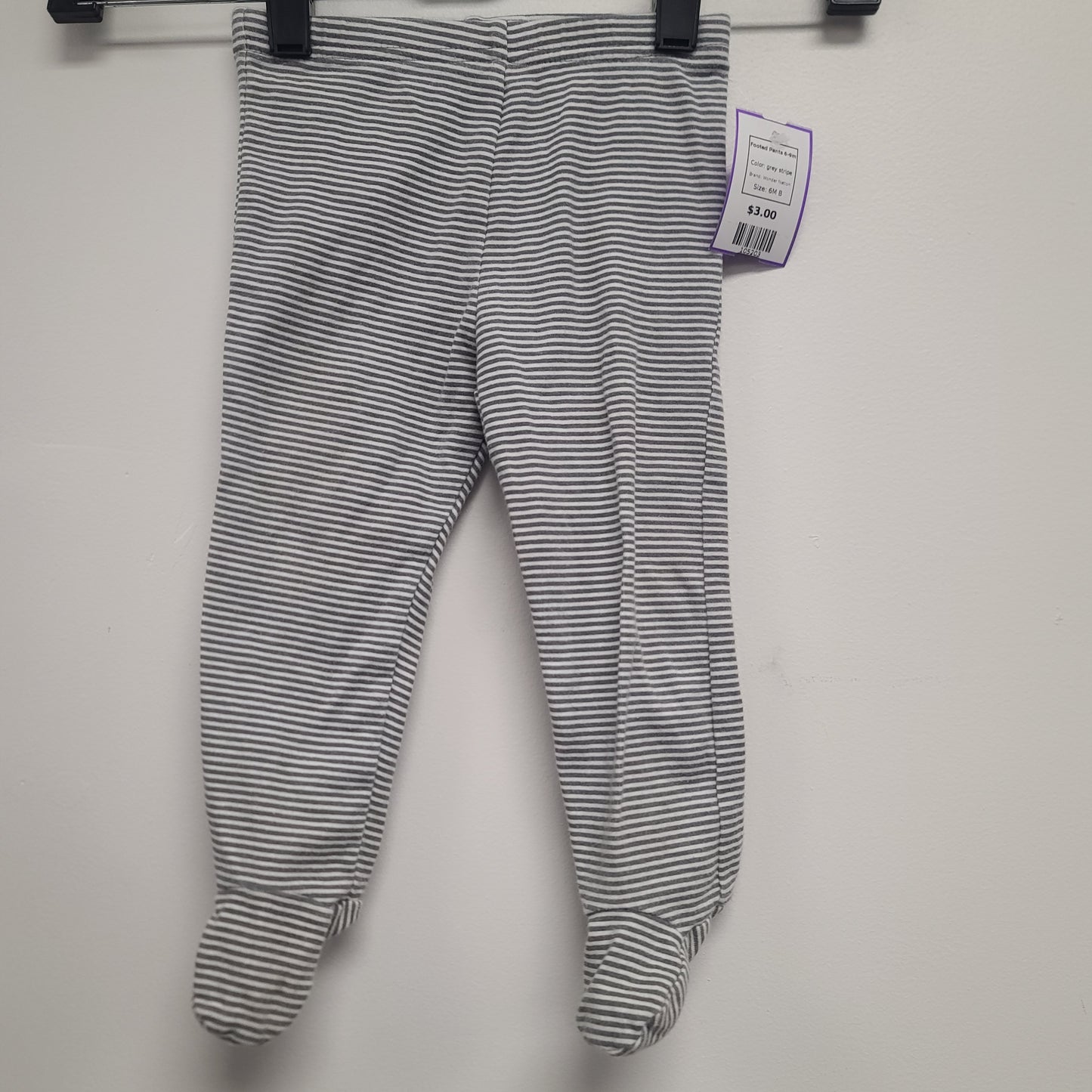 grey stripe Wonder Nation Footed Pants 6-9m, 6M B