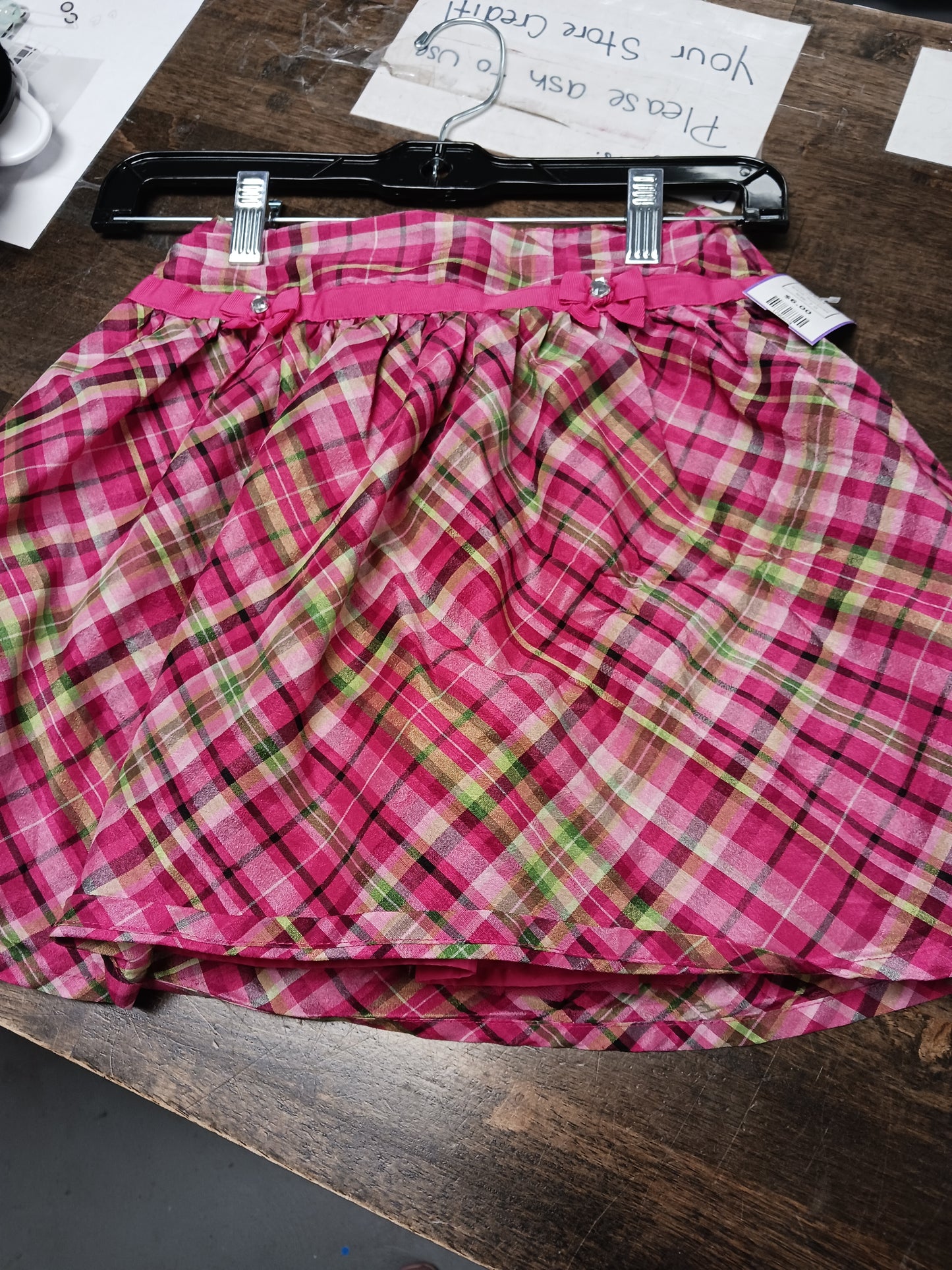 Pink/Green Plaid Gymboree Skirt, 7 G