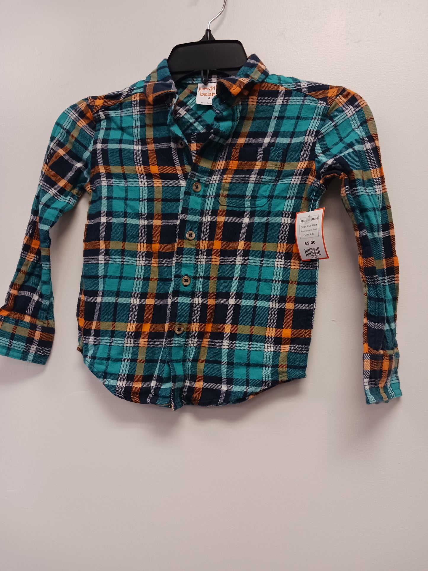 Blue Plaid Jumping Bean Flannel Shirt, 4 B