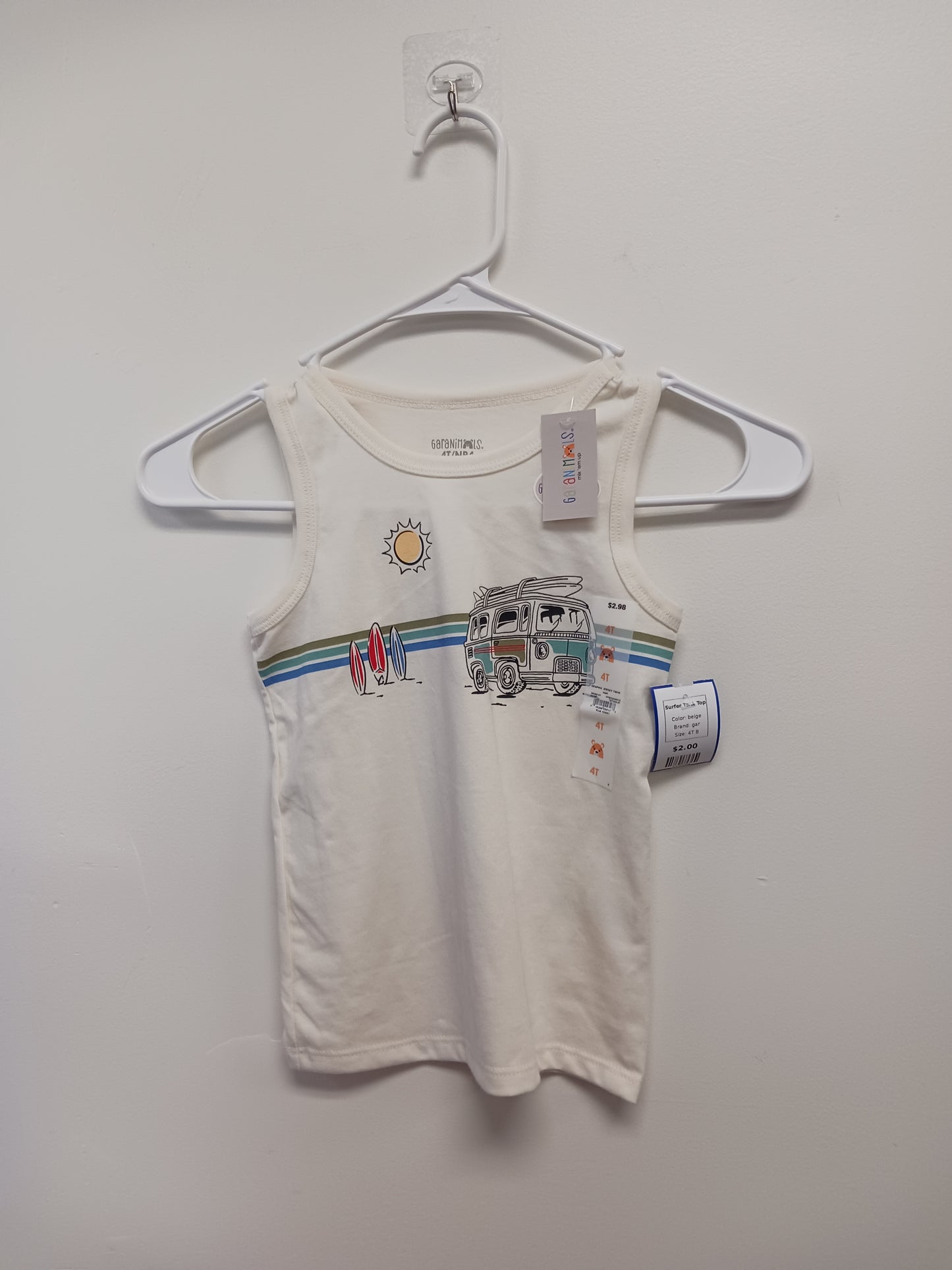 beige gar Surfer Tank Top, 4T B