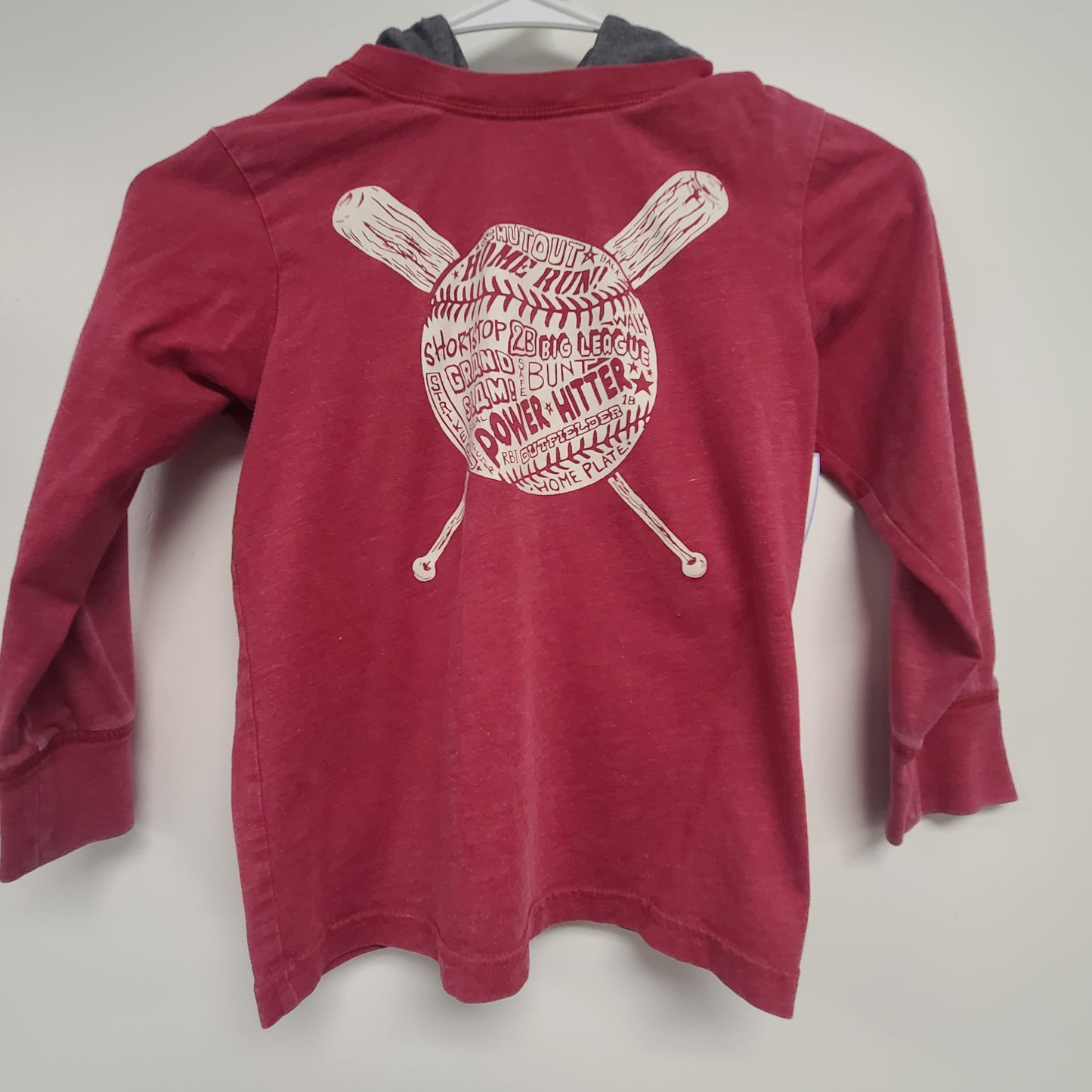 red Childrens Place LS Hooded tshirt baseball, 5T B