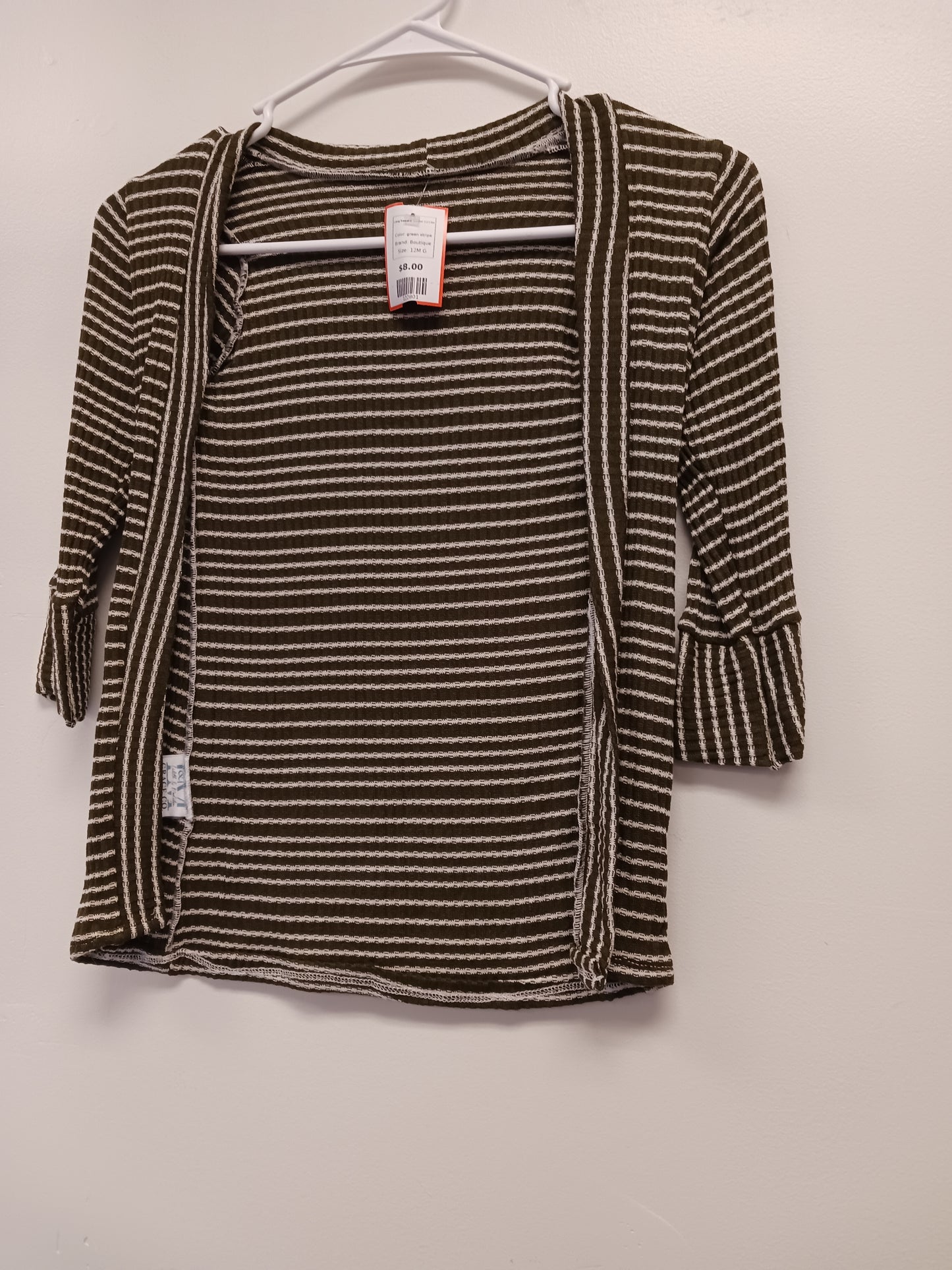 green stripe Boutique Long Sweater Duster 12/18m, 12M G