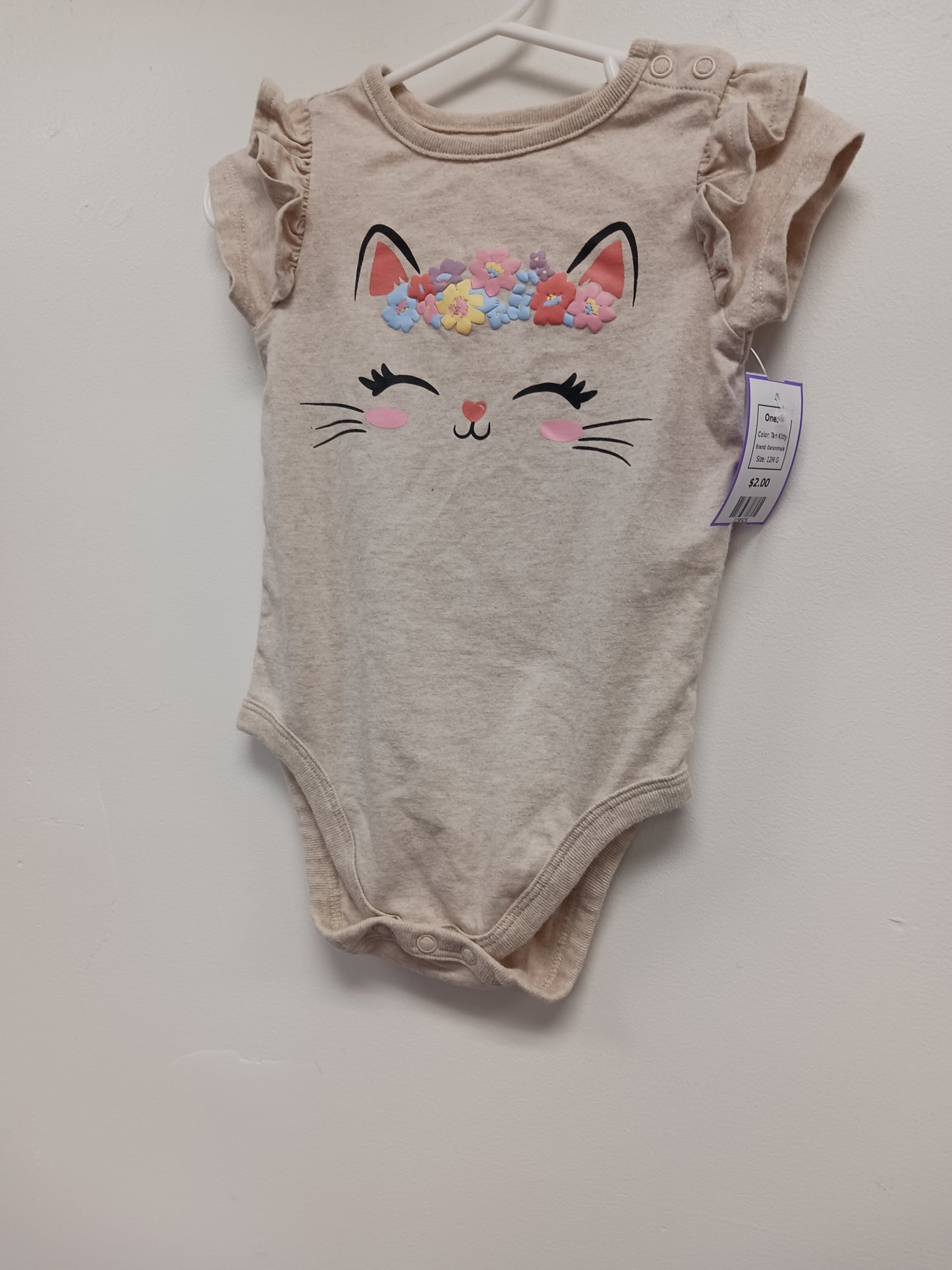 Tan Kitty Garanimals Onesie, 12M G