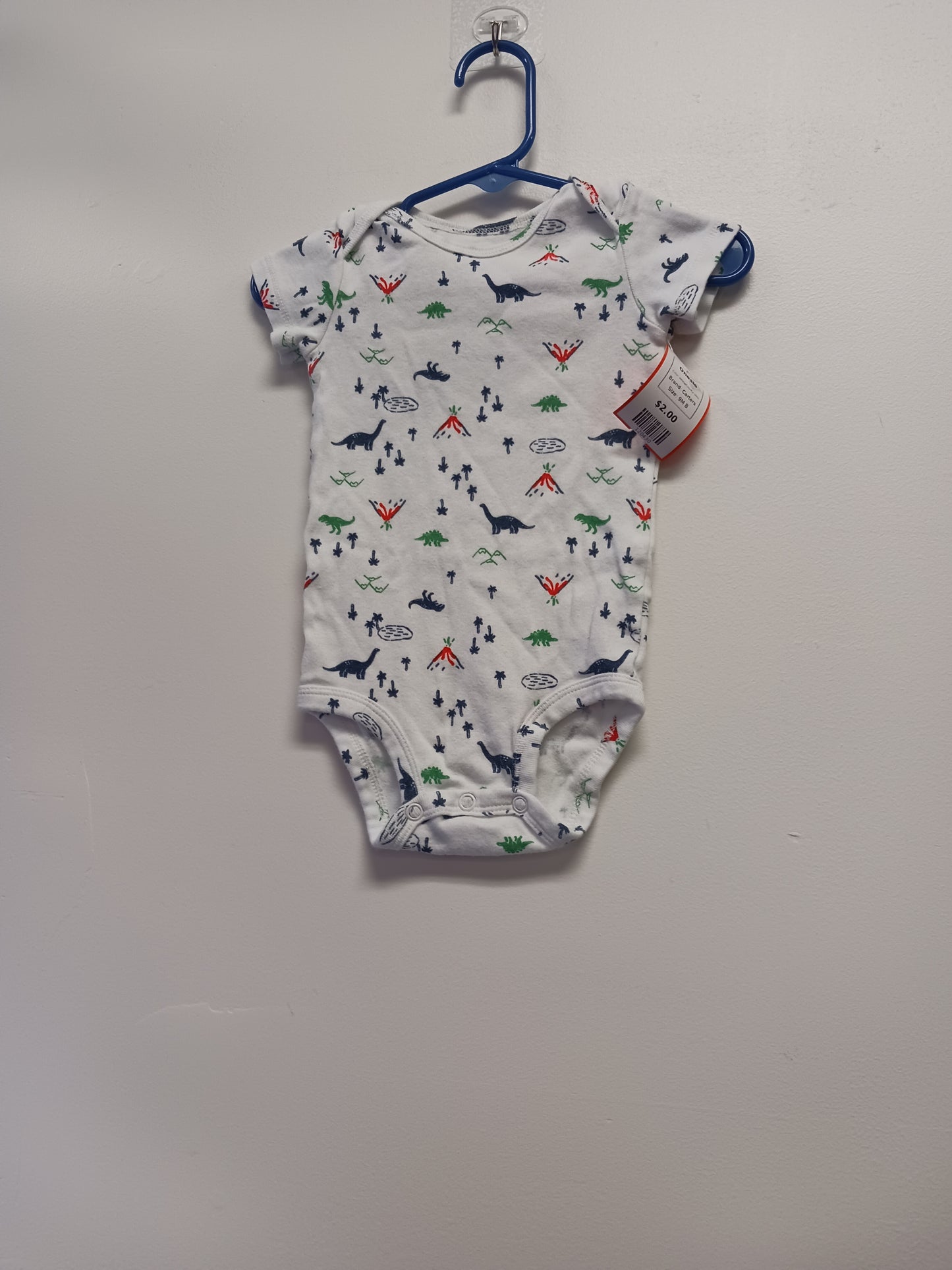 White/Colorful Dino Carters Onesie, 9M B