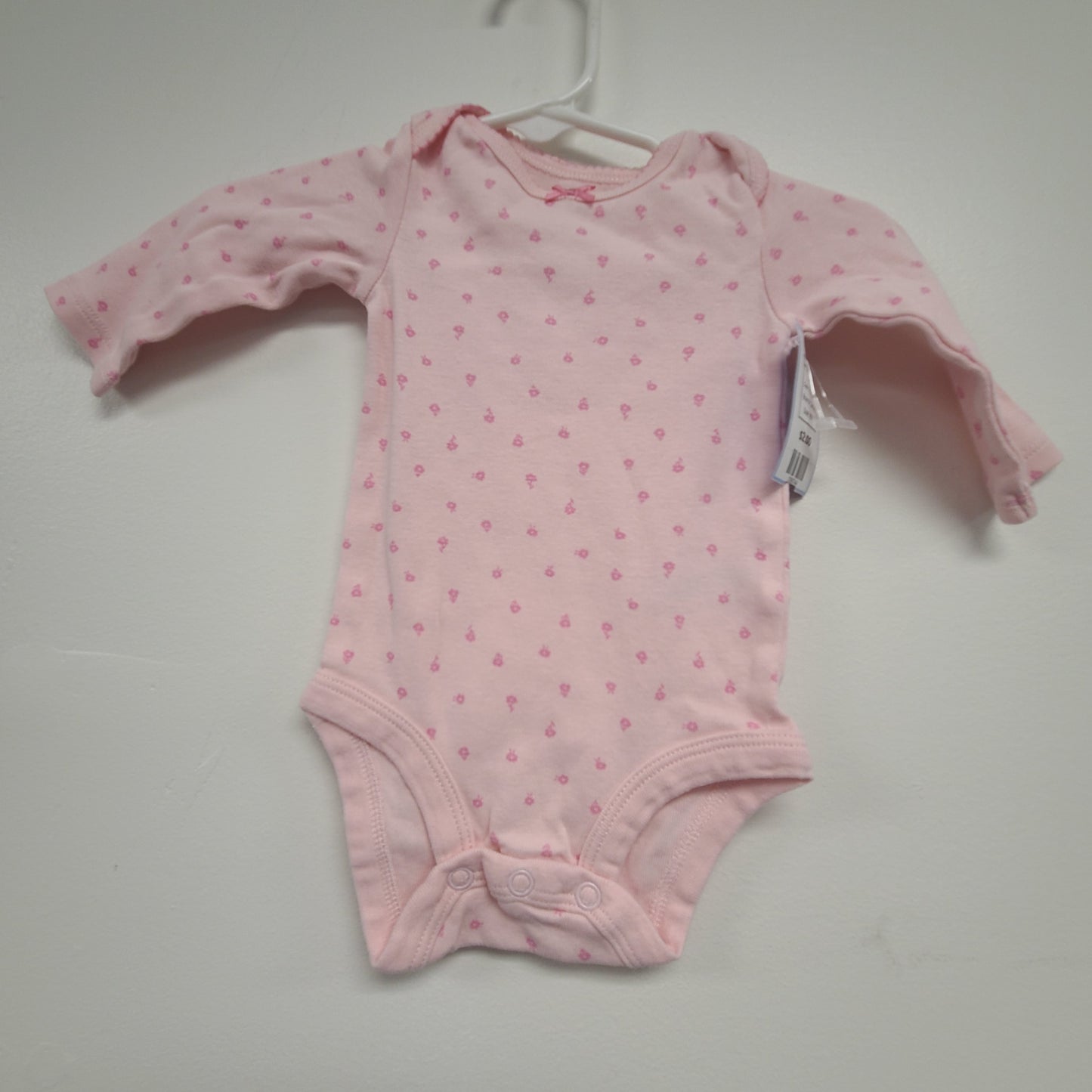 Pink Flower Carters Longsleeve Onesie, NB G