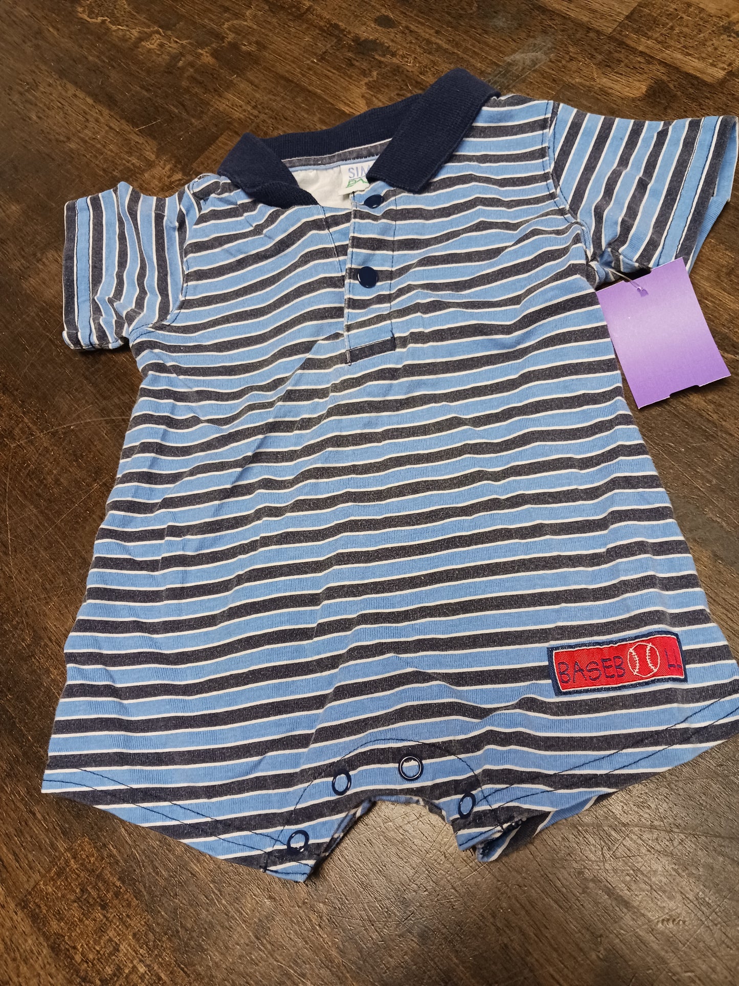 Blue Striped Simply Basic Short One Piece, NB B