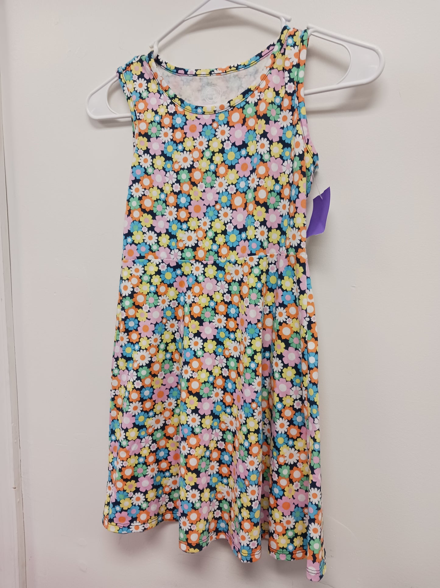Navy/Colorful Flower Wonder Nation Dress, 7 G