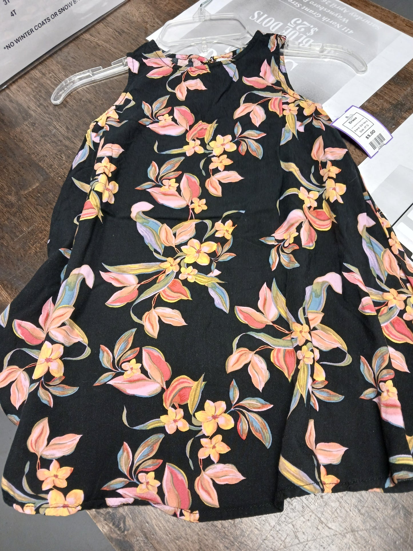 Black/Pink/Orange Flower Old Navy Dress, 4T G