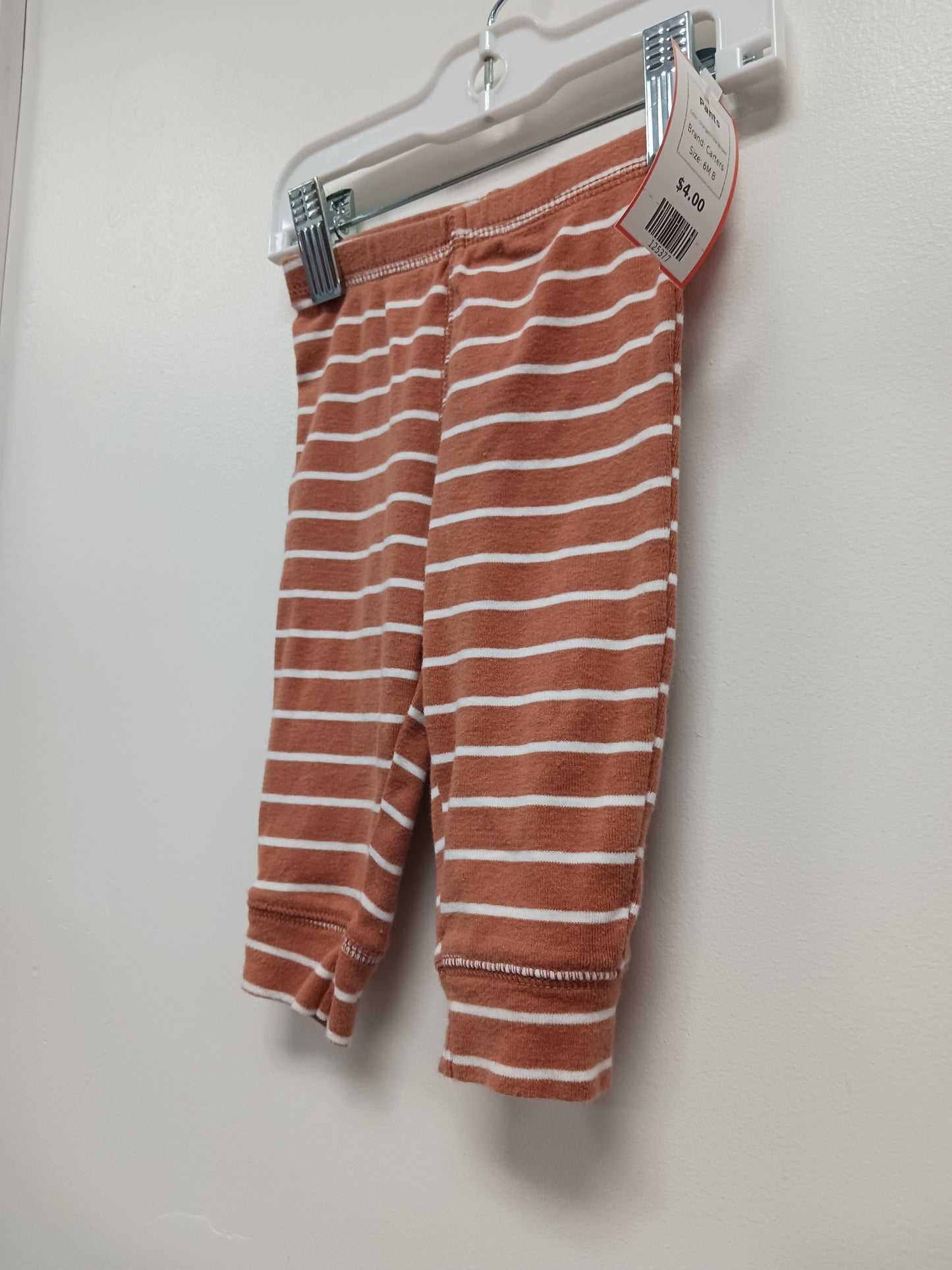 Orange/White Striped Carters Pants, 6M B